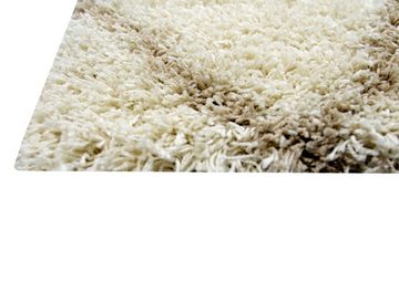 Hochflor-Teppich Shaggy Teppich Wohnzimmerteppich Hochflor Langflor Rauten creme beige, Carpetia, rechteckig, Höhe: 40 mm