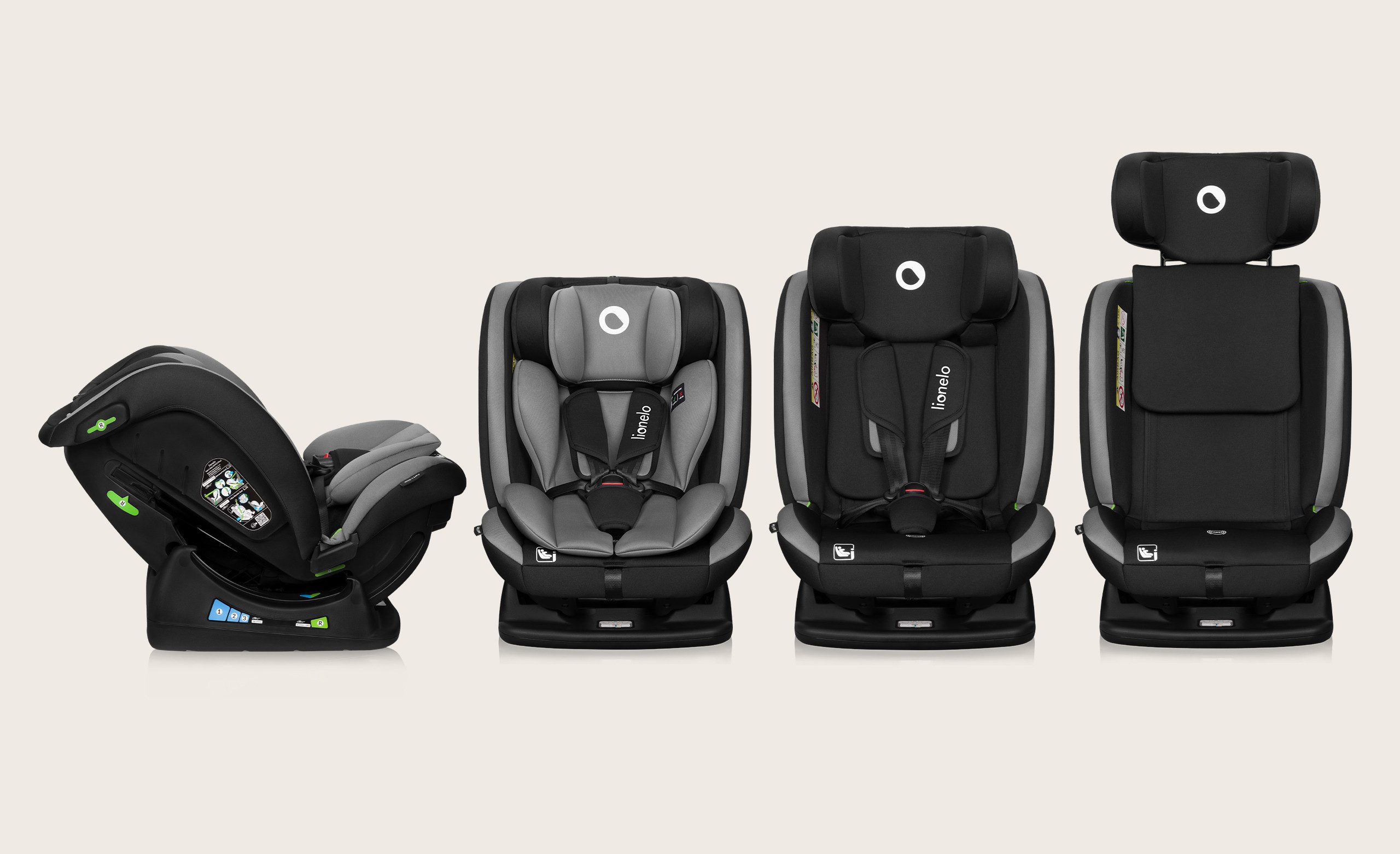lionelo Autokindersitz ART I-SIZE, ab: ab Geburt, bis: bis 12 Jahren, ab: 40 cm, bis: 150 cm, (Kindersitz von der Geburt bis zum Alter von 12 Jahren), i-Size/40–150cm/MemoryFoam/13x Kopfstütze/3-Punkt-Gurt