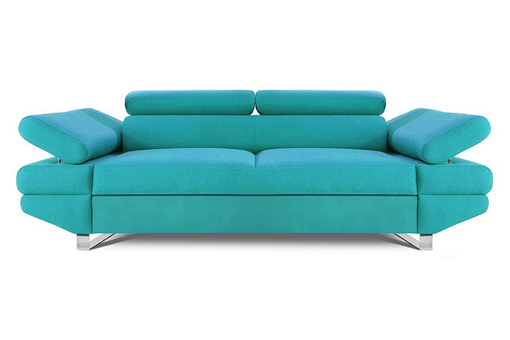 JVmoebel Sofa Designer Sofa 2 Sitzer Polster Modern Textil Stoff Zweisitzer Couch, Made in Europe Blau | Blau | Blau