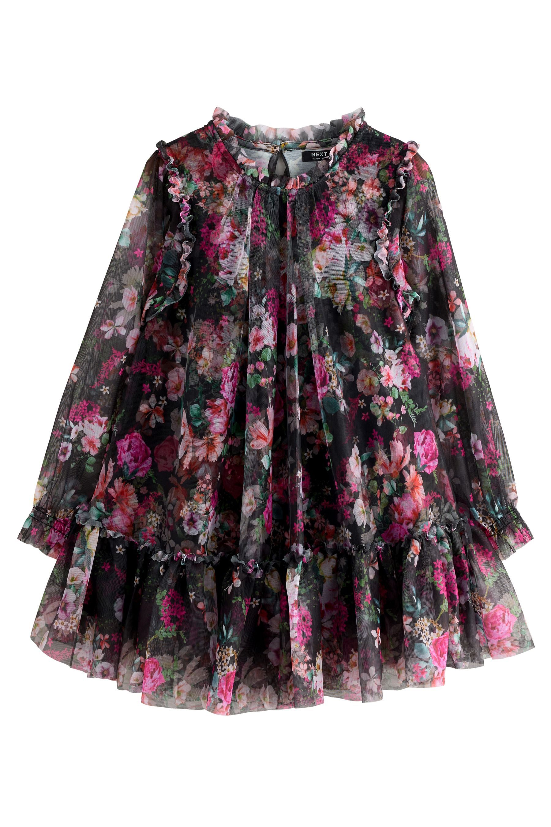 Next Partykleid Mesh-Partykleid mit langen Ärmeln (1-tlg)