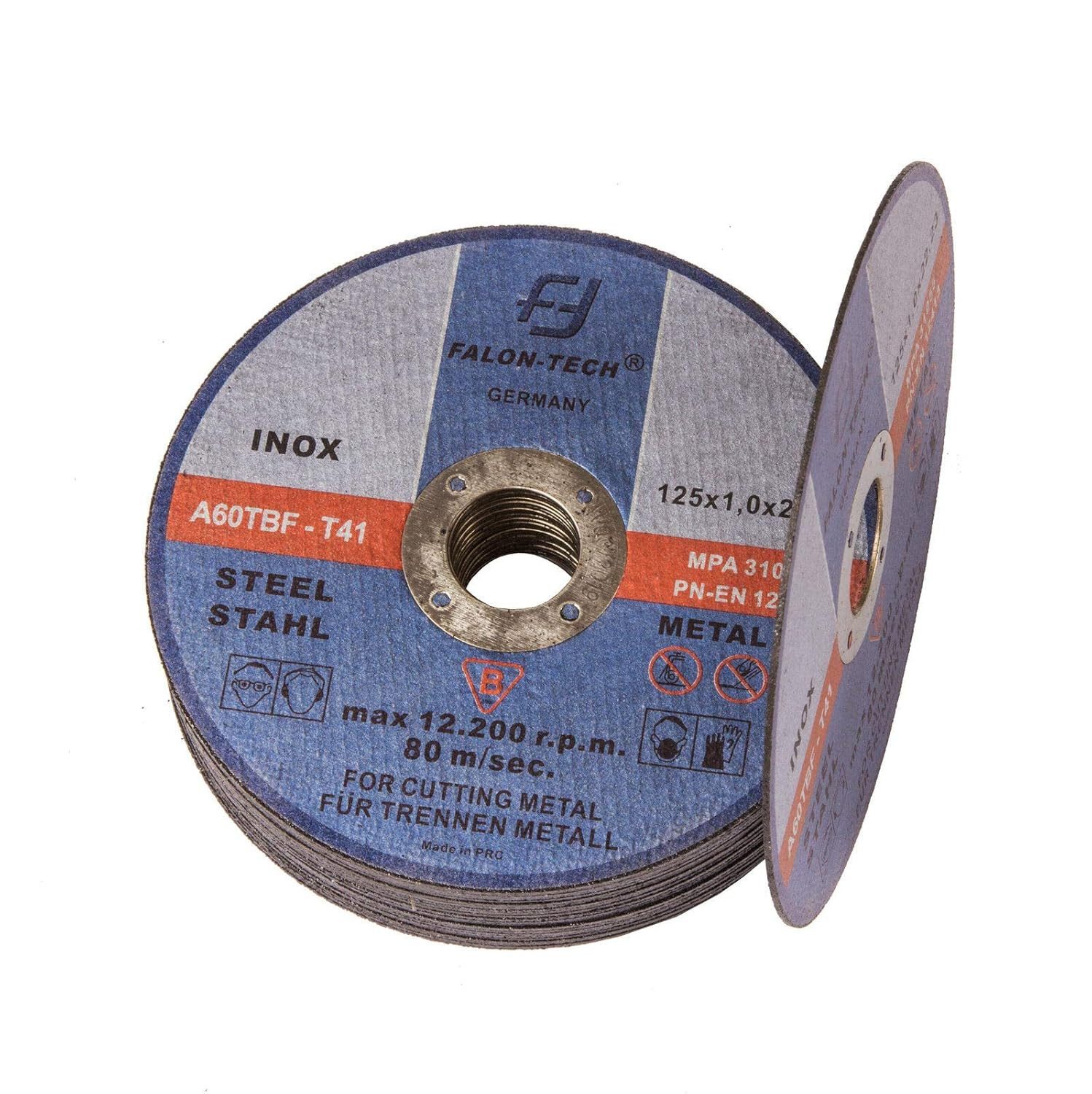 Falon-Tech Trennscheiben 25x Metalltrennscheiben Flexscheiben Stahl Edelstahl 125 mm x1mm, (25-tlg) – Bild 2 von 2