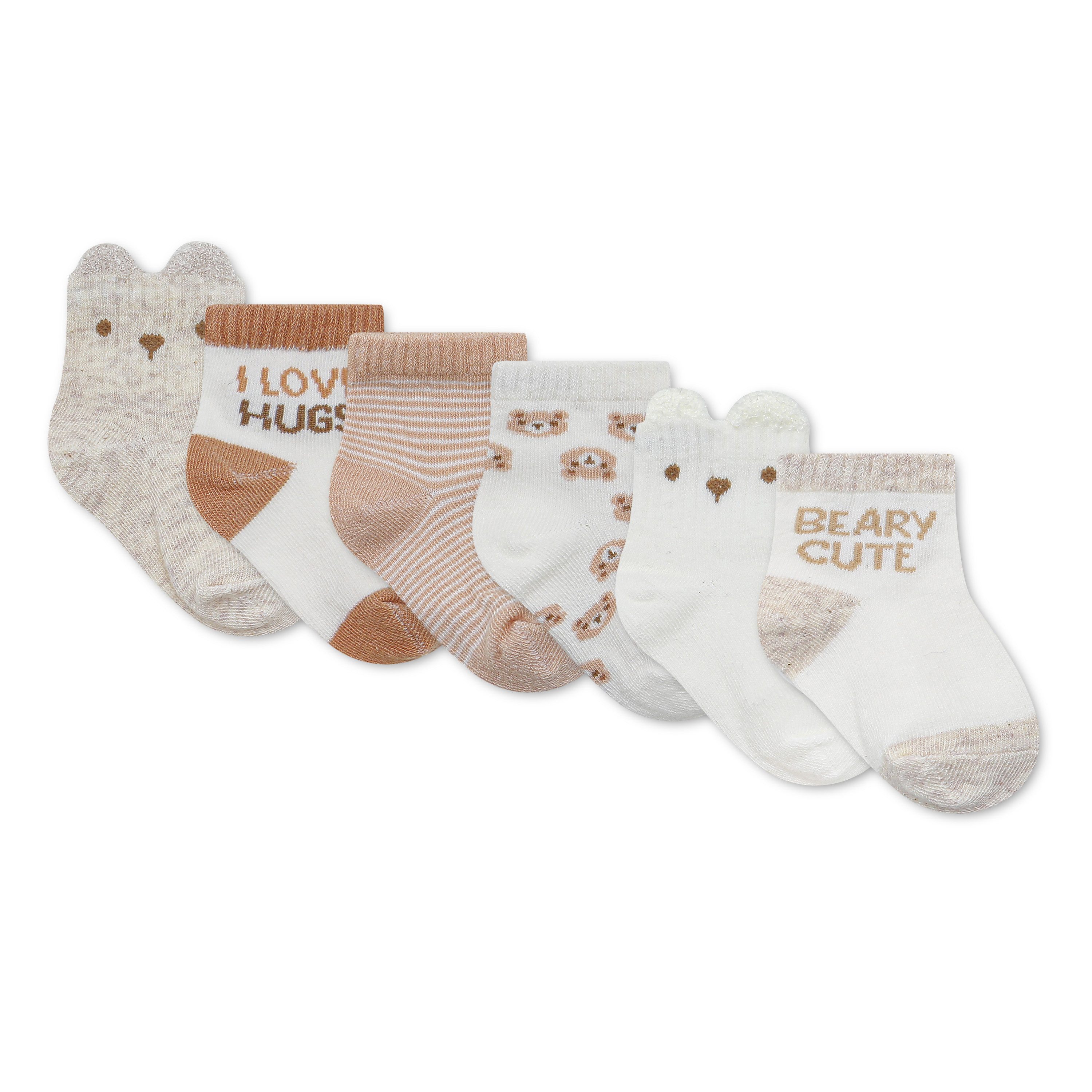 HUGGIES babywear Kurzsocken HGHN 6PK QUARTER SOCKS (Packung, 6-Paar) 6er Pack Baby-Socken mit Bärchen-Mtoiven