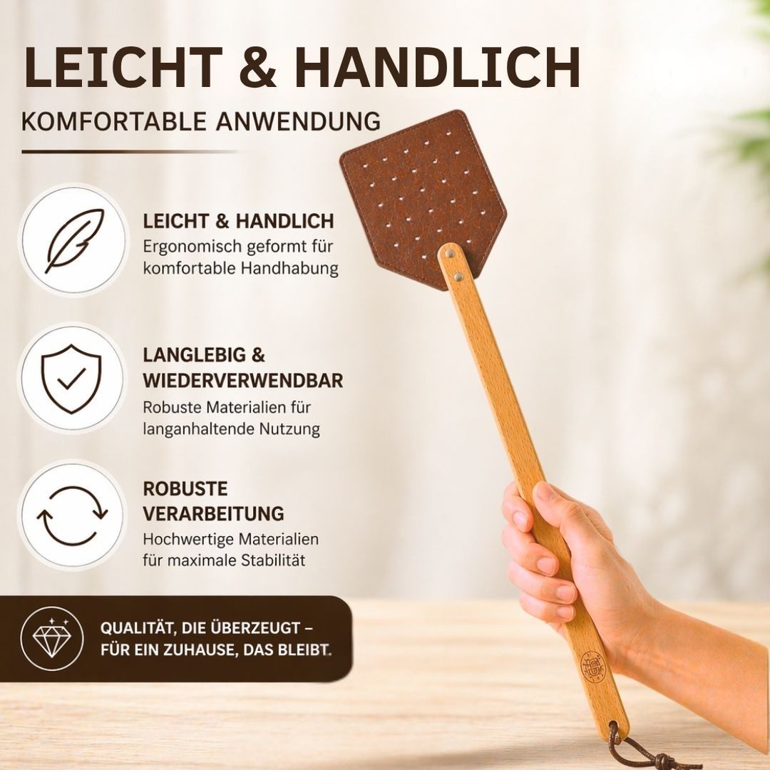 Topanbieter999 Fliegenklatsche mit Holzgriff extra lang 51 cm, Gelochtes Design für präzises Treffen – Bild 5 von 5