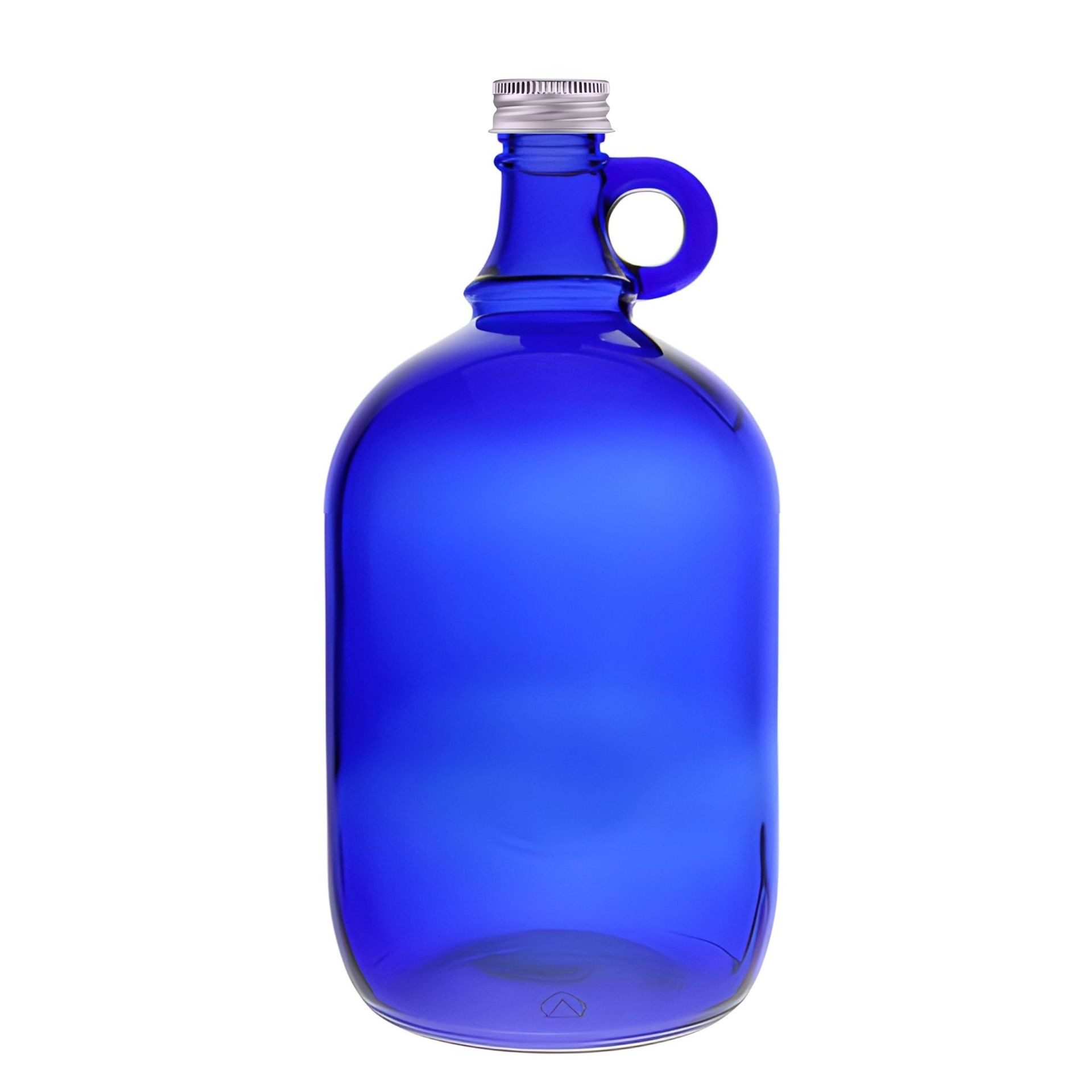 mikken Trinkflasche Glasflasche 2000 ml blaue Weinflasche Wasserflasche Gallone, Deckel aus Aluminium / lackiertem Holz, 2 Liter Flasche