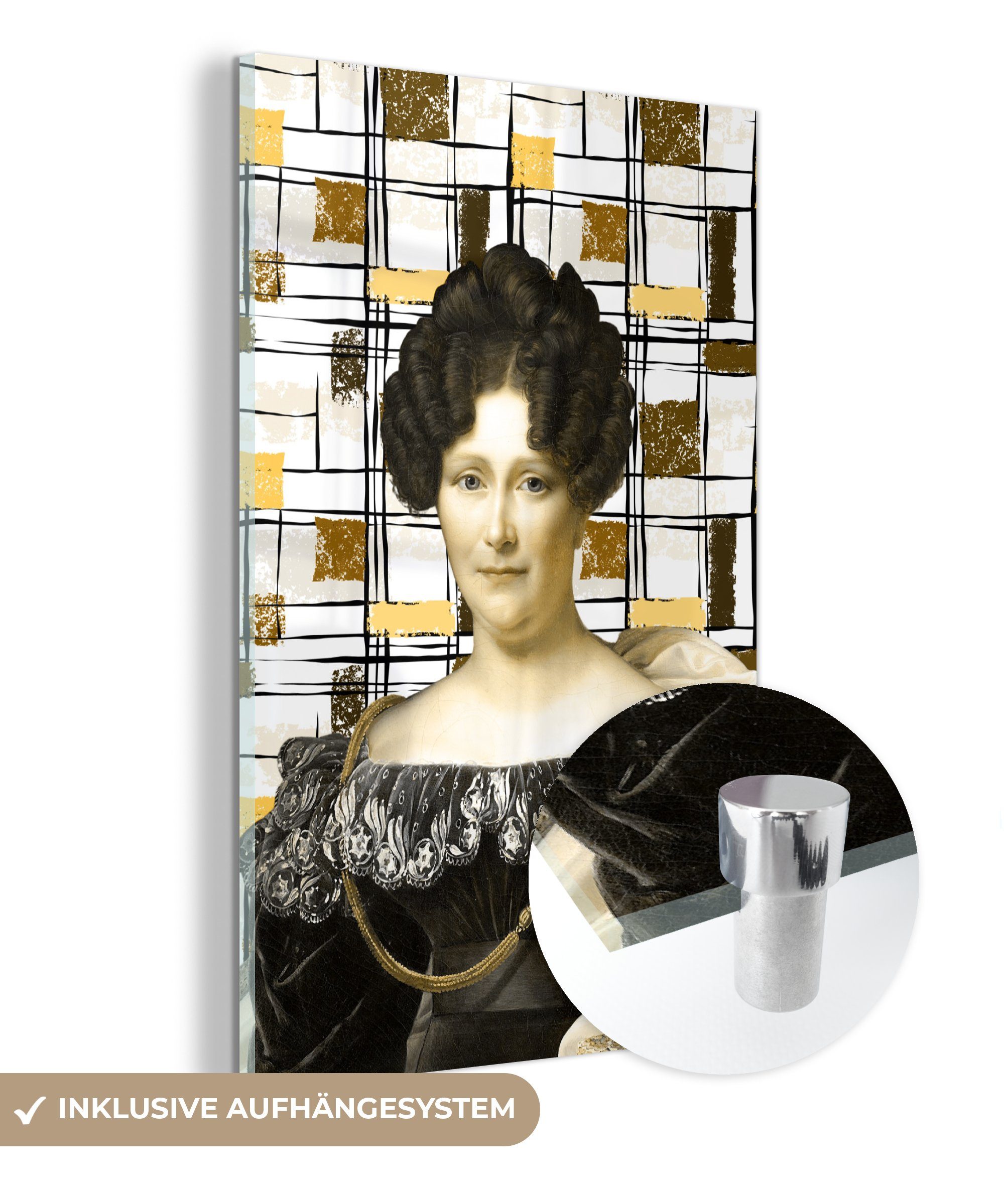 MuchoWow Acrylglasbild Mondrian - St), auf Glasbilder - auf (1 Johanna Bronze, Wandbild - Engelen Foto - Wanddekoration Glas Glas Bilder - bunt Henriette