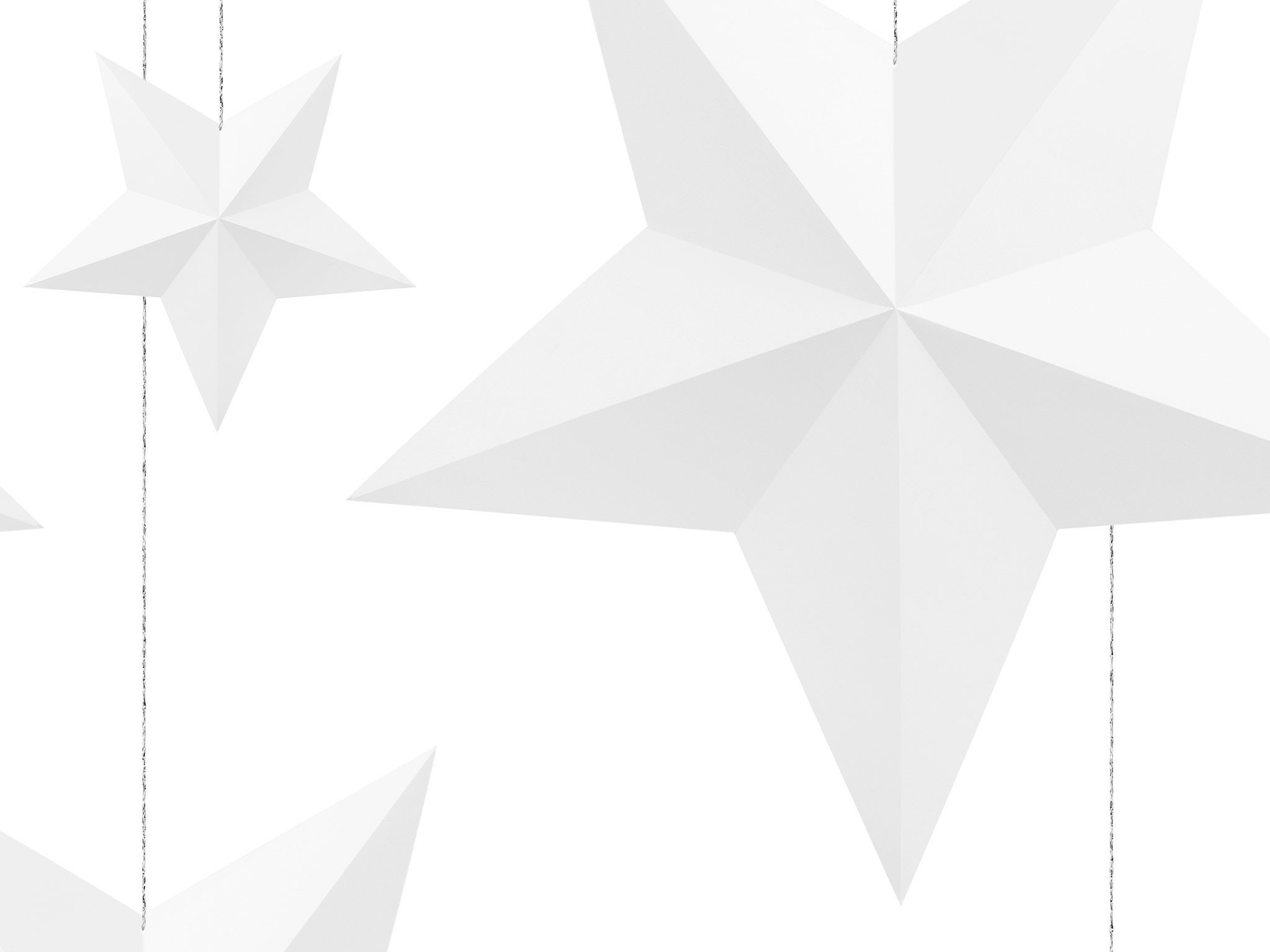 partydeco Hängedekoration, Sterne Hängedeko 12 - 37cm Papier Dekoration 6er Set Weiß
