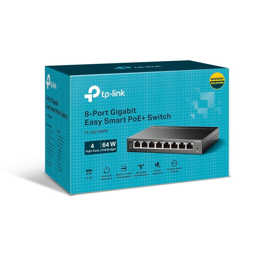 tp-link TL-SG108PE 8-Port Gigabit Desktop POE Smart Switch Netzwerk-Switch