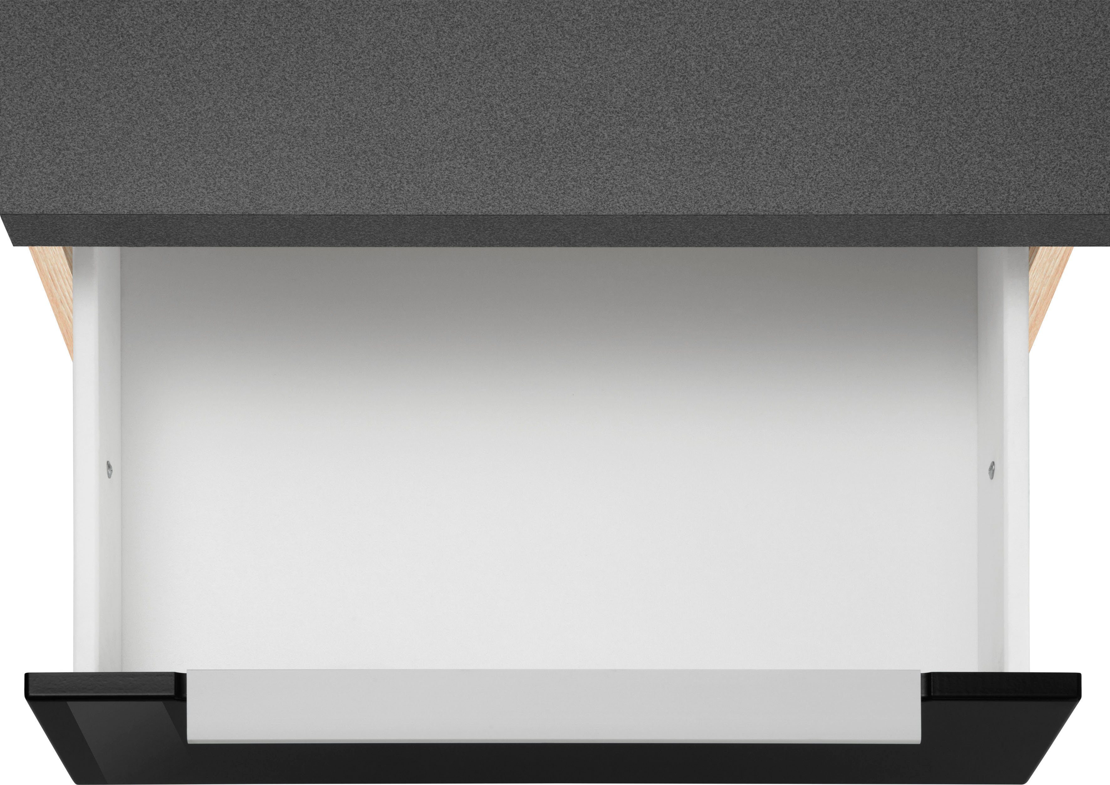 Hochglanz/eichefarben eichefarben MÖBEL Breite | 210 HELD Küchenzeile Brindisi, mit cm E-Geräten, schwarz
