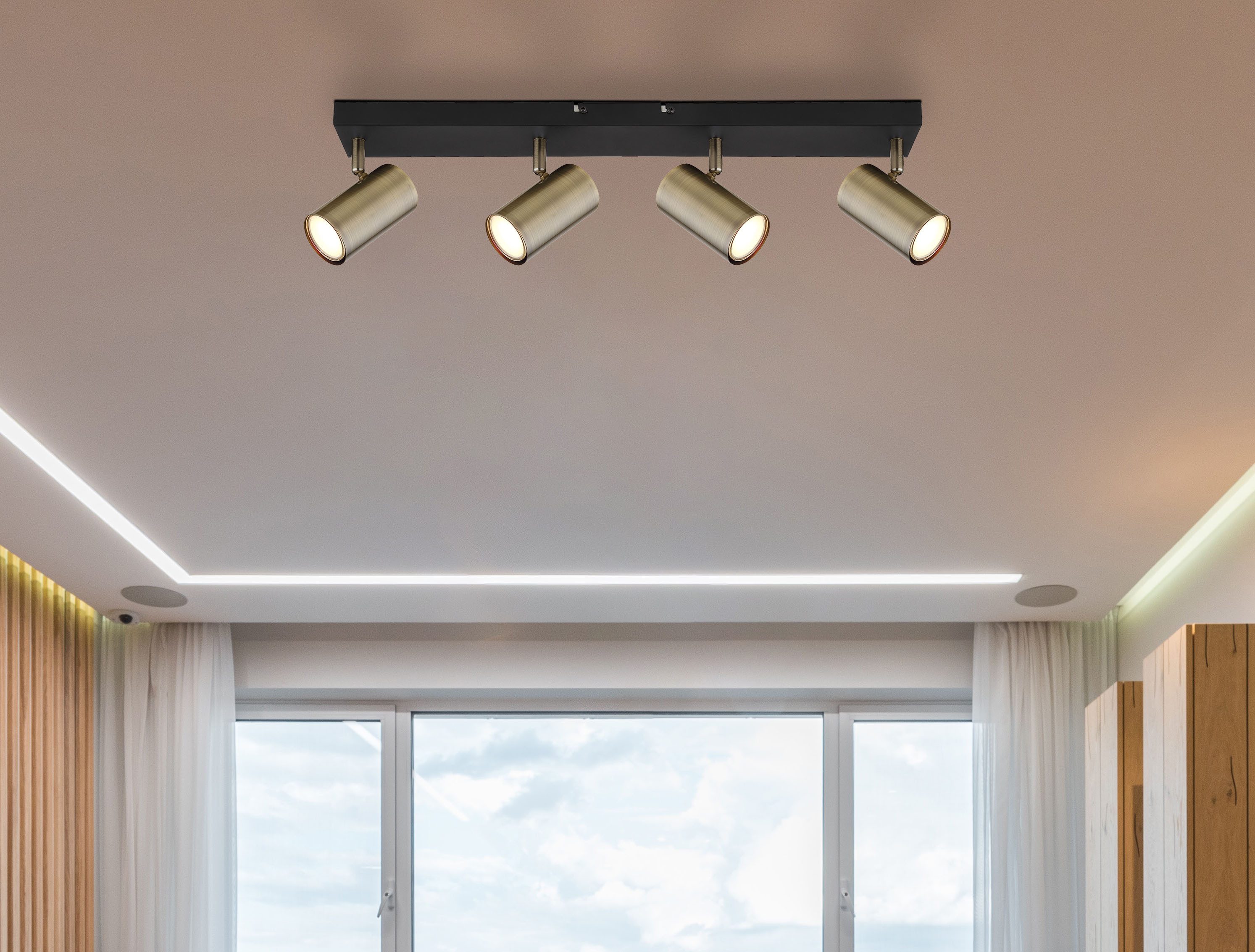 GLOBO LIGHTING Deckenspot ROBBY, ohne Leuchtmittel, Strahler Schwarz/Alt-Messing, GU10, schwenkbar