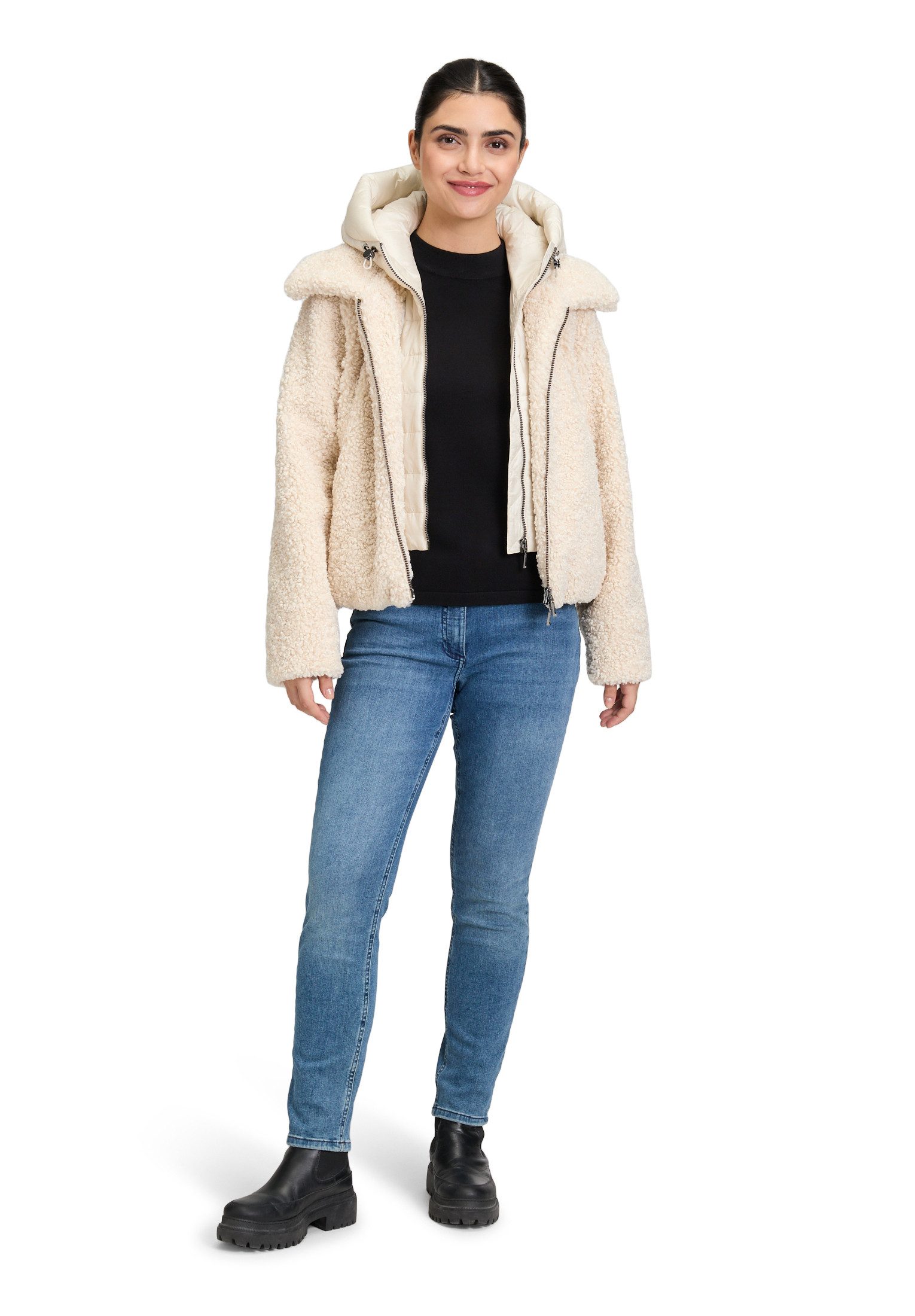 Amber & June Plüschjacke Damen mit abnehmbarem Westenteil