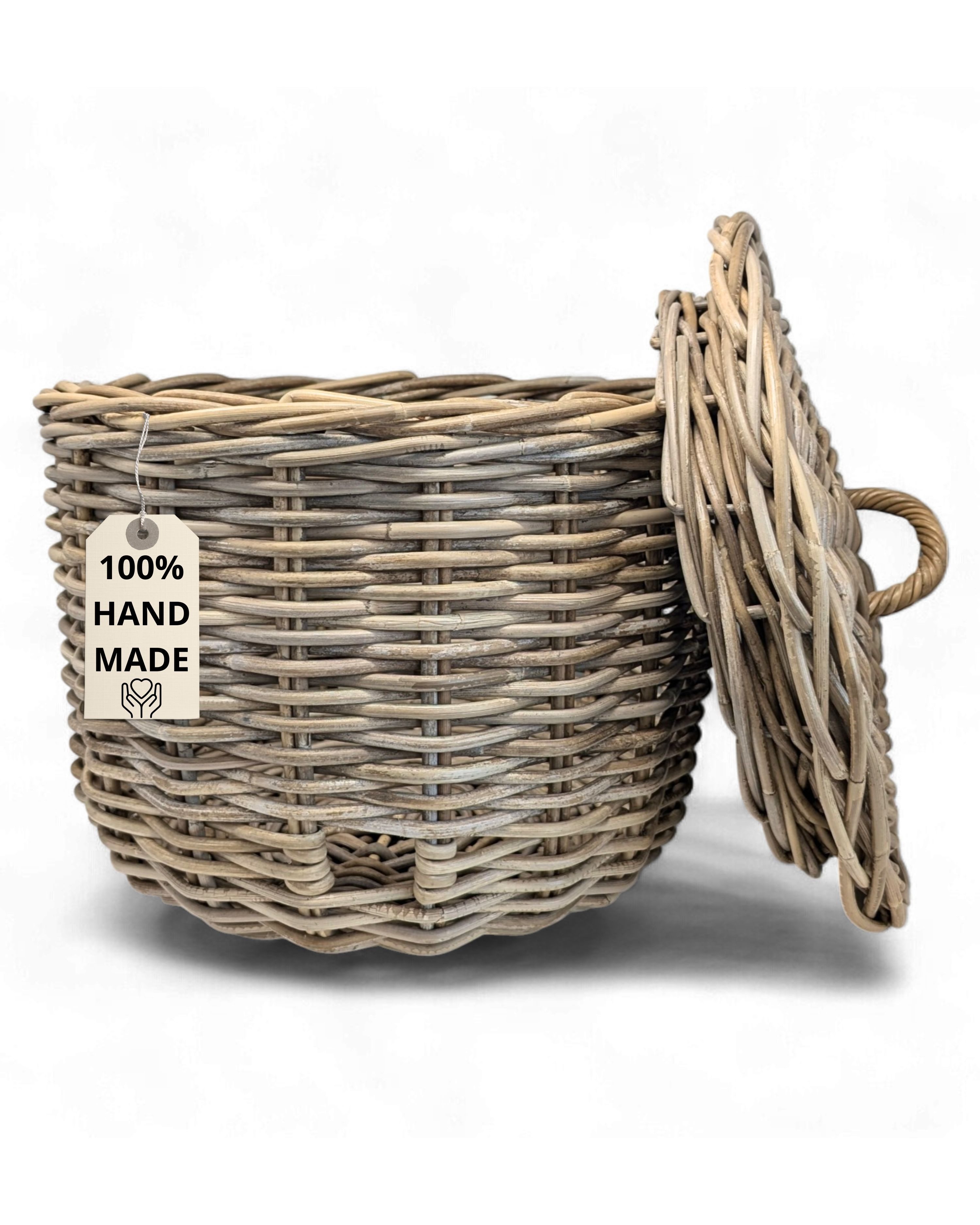 LIVLIG Schlauchhalterung Rattan-Schlauchtopf, optimal für bis zu 20 Meter Schlauch, (1x Rattan Schlauchaufbewahrung mit Deckel, handgeflochten, auch nutzbar als Pflanzenbehälter oder Stauraum)