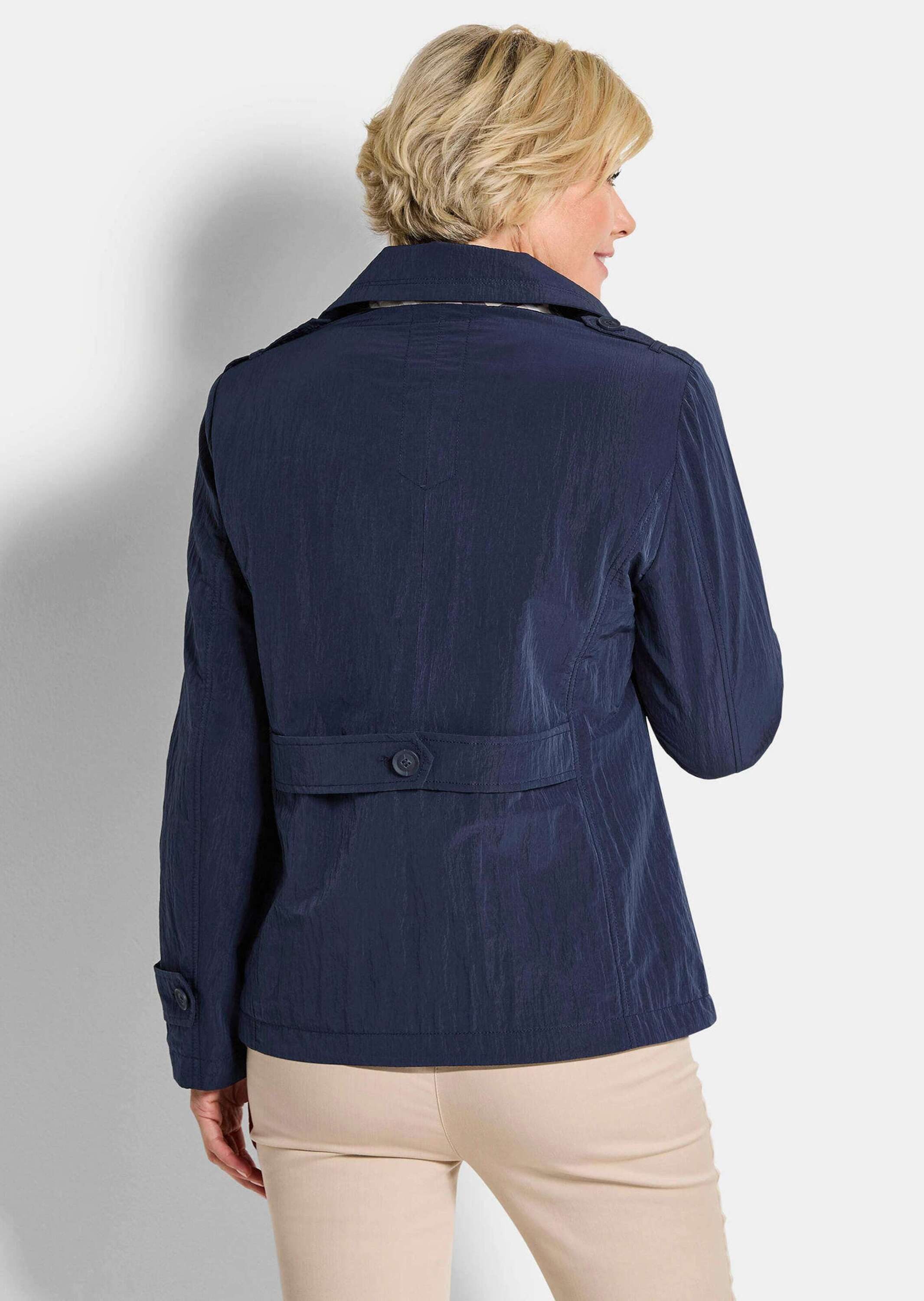 GOLDNER Allwetterjacke Übergangsjacke mit Crash-Optik Kurzmantel mit Umlegekragen, Wiener Nähten, Taschen und Langarm