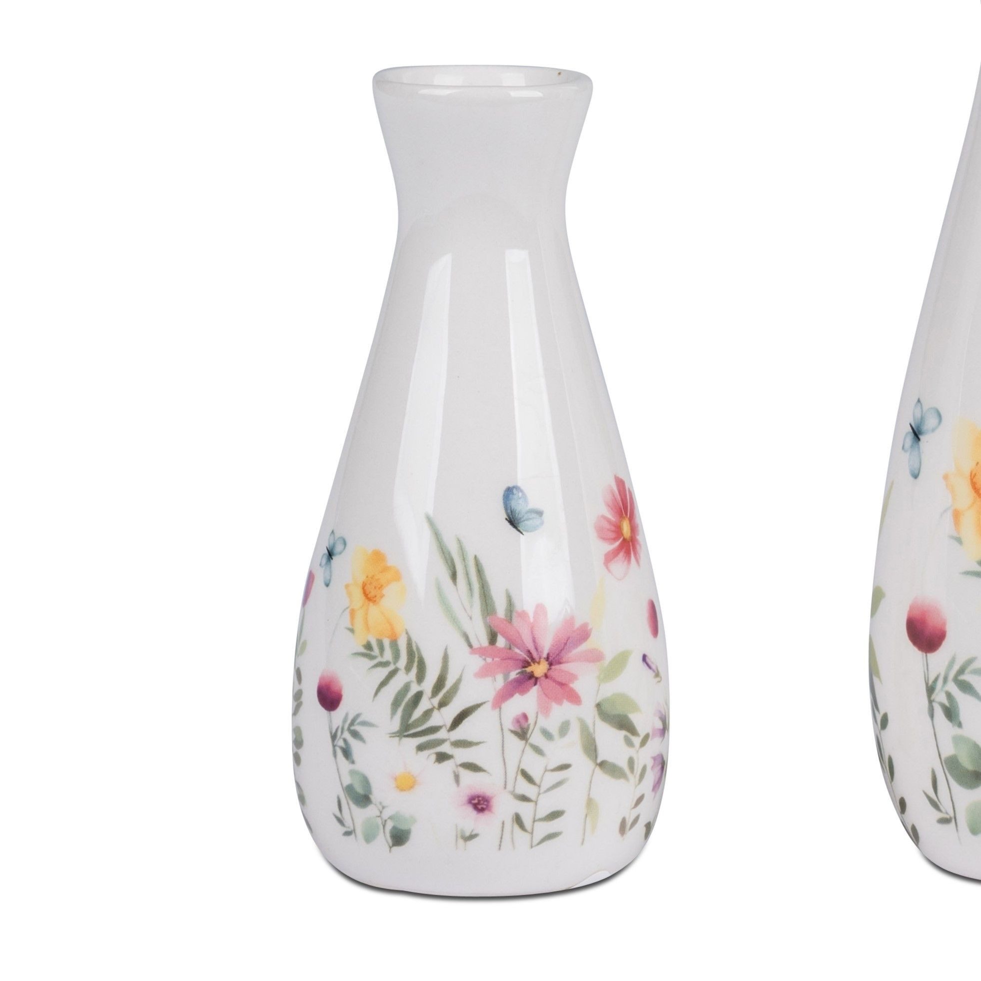 formano Dekovase Blumenwiese, Höhe: 13cm, Farbe: Weiß, Motiv: Blumenwiese