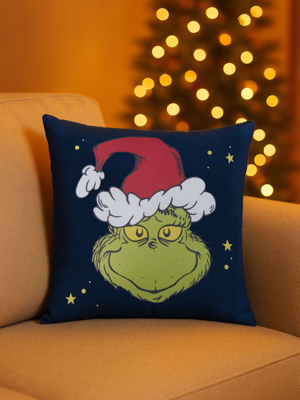 United Labels® Dekokissen The Grinch Kissen - Plüsch Zierkissen Kopfkissen 30 x 30 cm