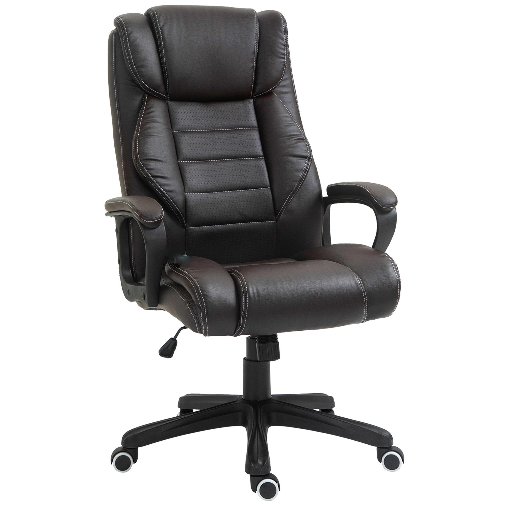 Vinsetto Schreibtischstuhl Ergonomischer Chefsessel, Wippfunktion, Drehstuhl, Braun (Bürostuhl mit Massage, 1 St), 6 Vibrationspunkte, Leinen-Gefühl, einstellba – Bild 2 von 5