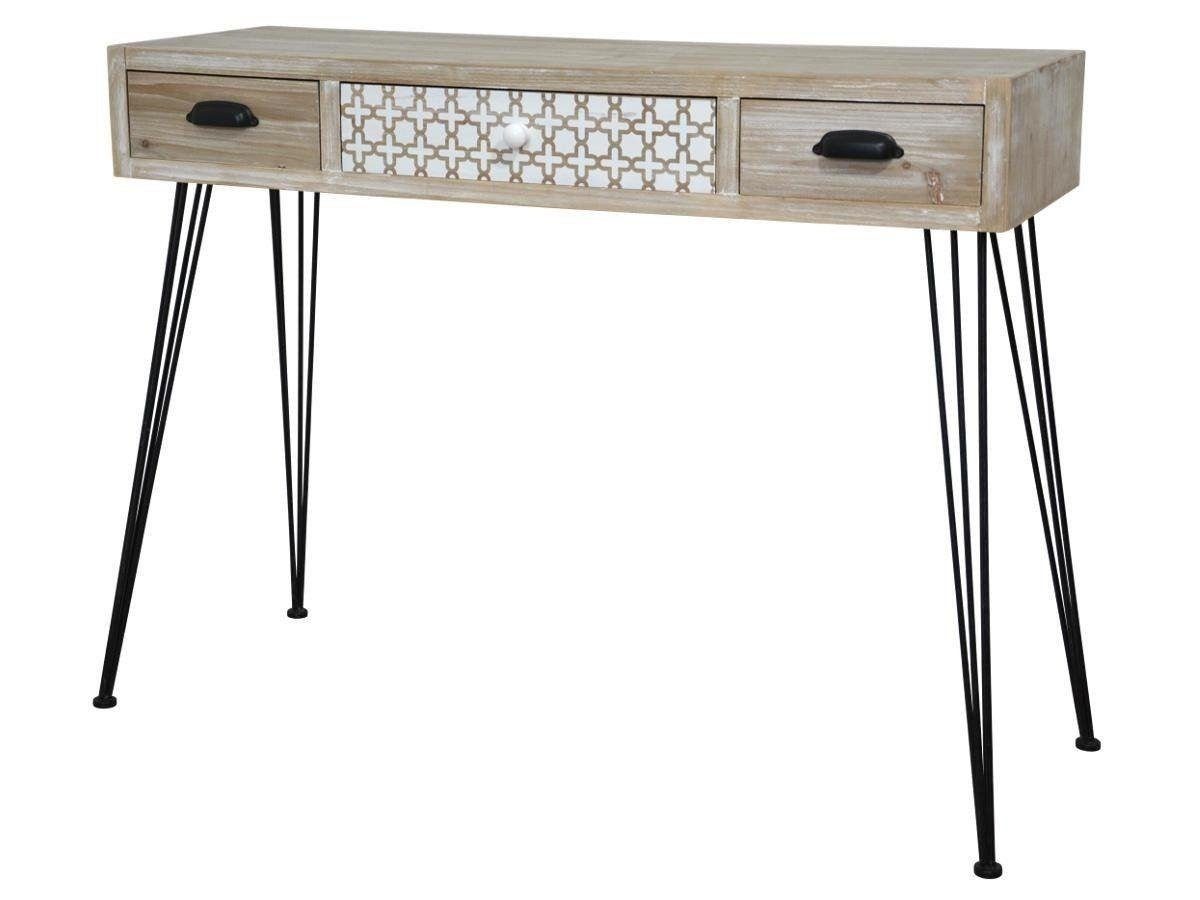 Livin Hill Konsolentisch Loano, Retro-Stil, Paulownia-Holz, Metallbeine