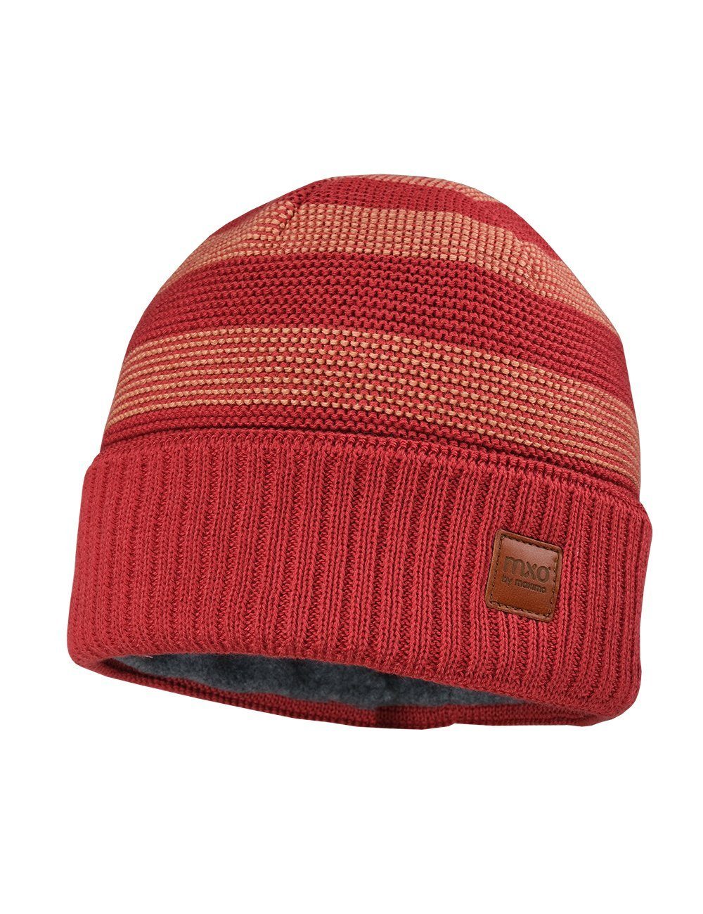 MAXIMO Strickmütze GOTS MINI-Beanie, Umschlag LL, Futter GOTS Organi Made in Germany rosewood