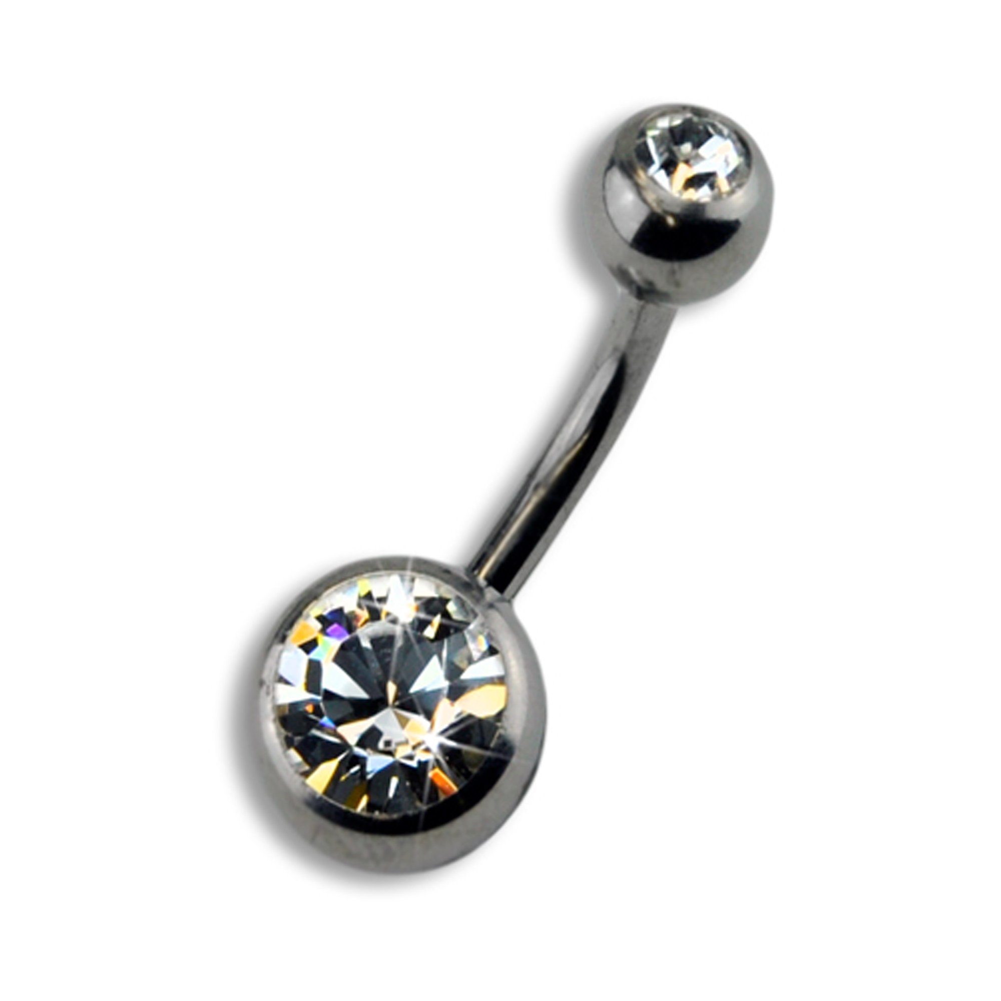 Zeeme Bauchnabelpiercing Titan silberfarben Kristall weiß 8mm günstig online kaufen
