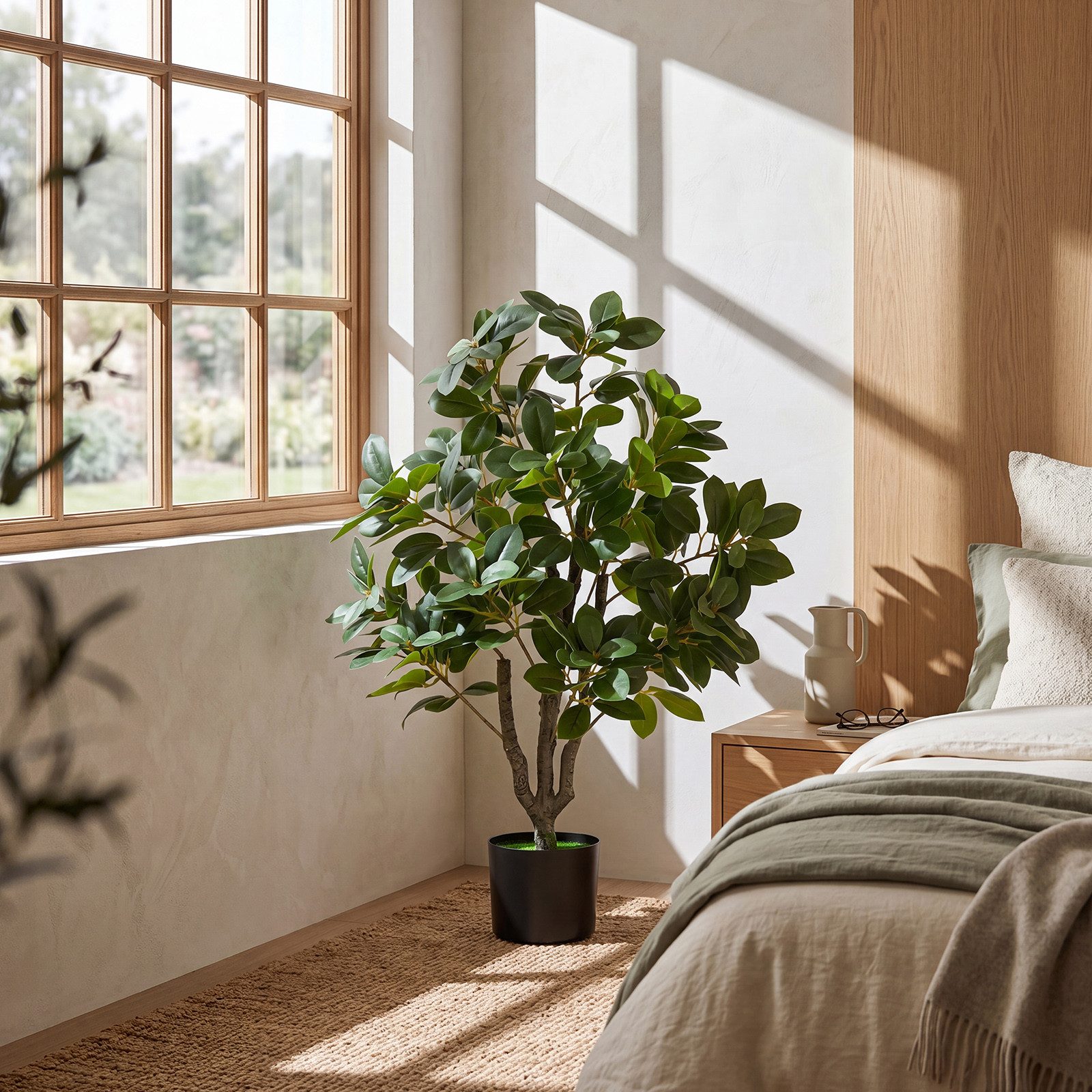 Kunstbaum, COSTWAY, Höhe 80 cm, Mit 14 üppige Zweigen & stabiler Zementtopf