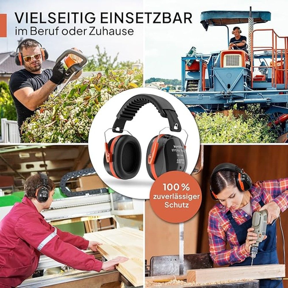 Senner Kapselgehörschutz WorkPro Ultra, Gehörschutz für Arbeit & Freizeit – Größenverstellbar, (Hochwertige Lärmschutz Kopfhörer mit SNR von 33-34 dB), Unisex Ohrenschützer