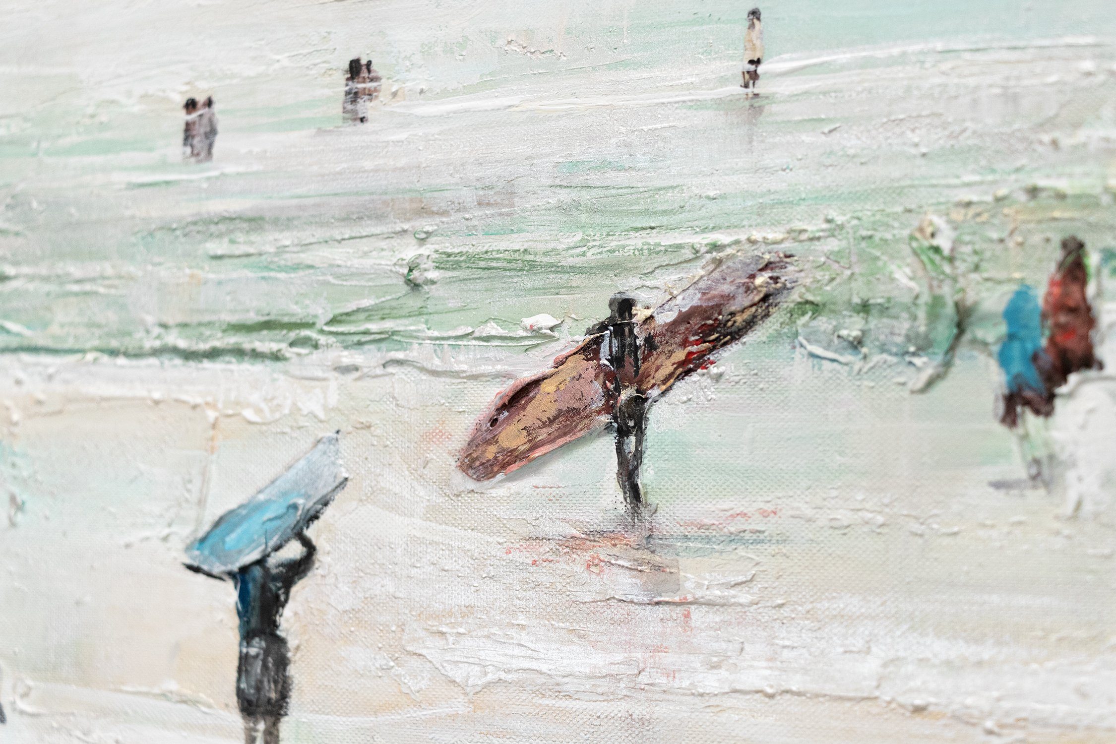 Surfen Gemälde Wellenreiten, Bild YS-Art Rahmen Wasser Leinwand Meer Handgemalt mit Wellen