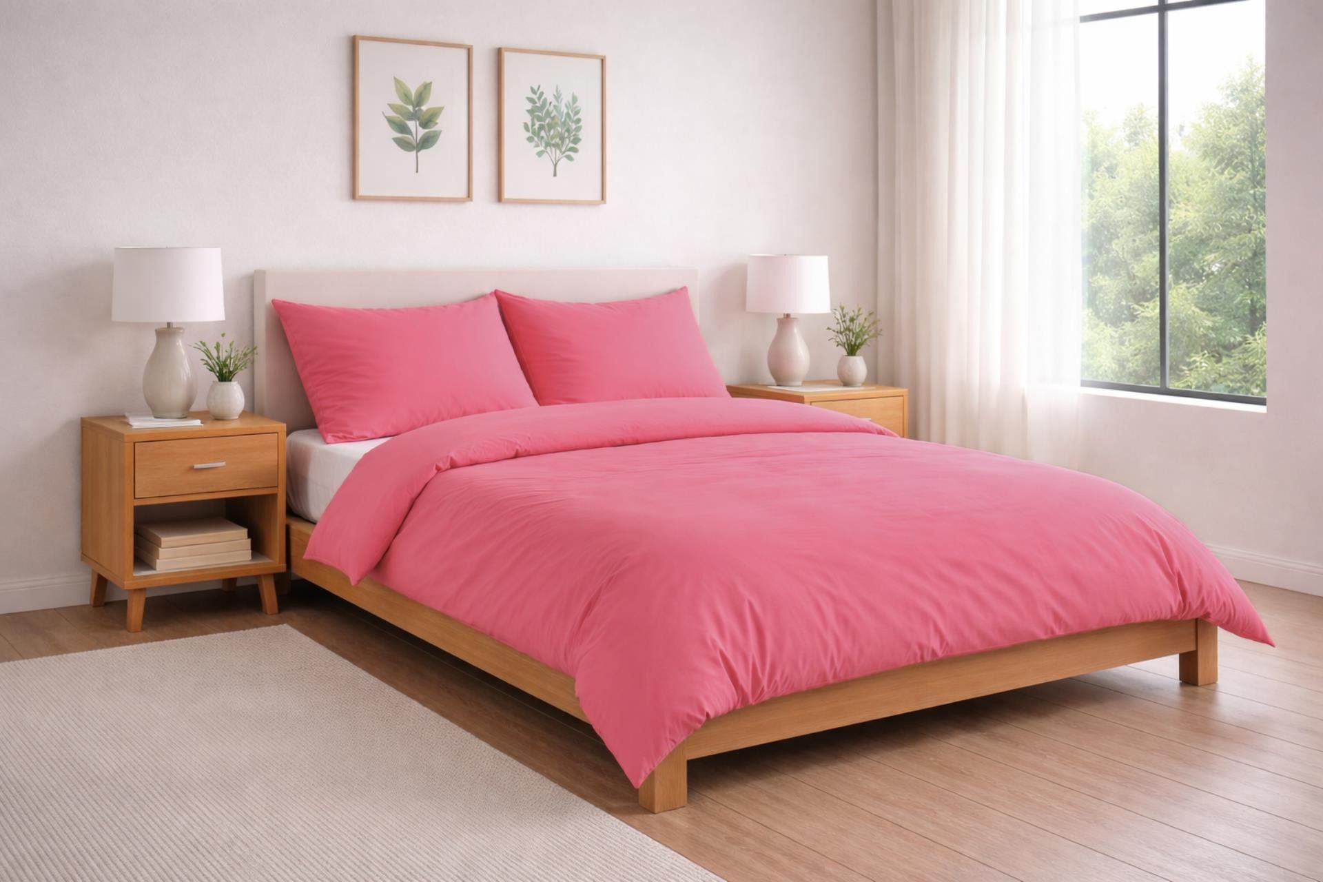 Carpe Sonno Bettwäsche Mako Satin 135 x 200 & 155 x 220 - Baumwolle Reißverschluss Einfarbig, Mako-Satin, 2 teilig, OEKO-TEX Premium Bettbezug 135x200 2 teilig - Pink Uni