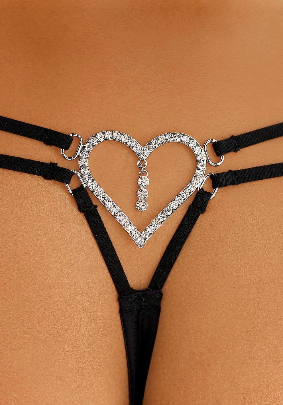 LASCANA String mit elastischen Bändern und Herz-Accessoire hinten