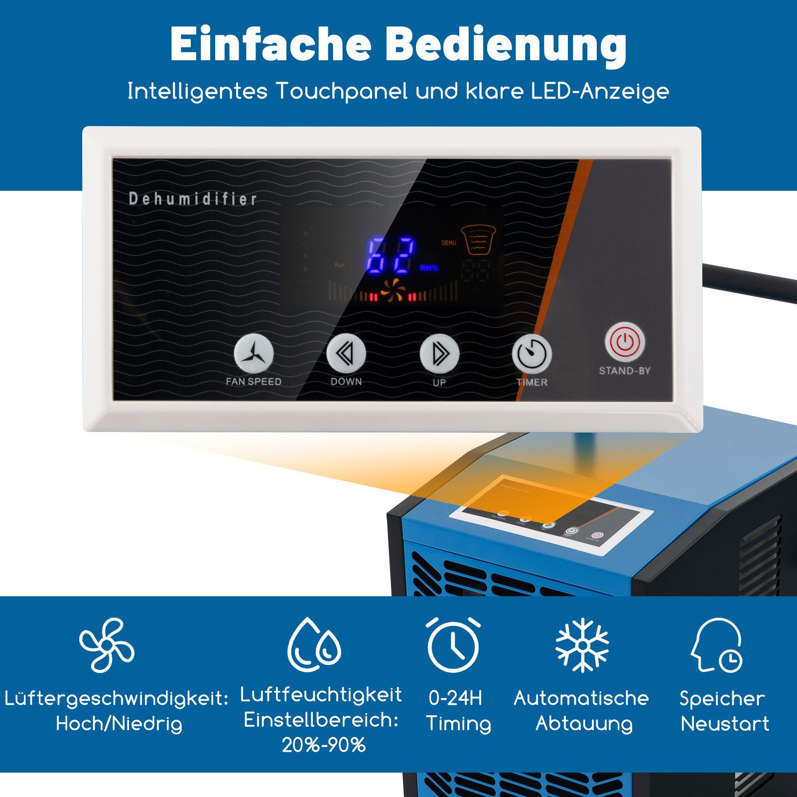 COSTWAY Luftentfeuchter, für 1254 m³ Räume, Entfeuchtung 66,00 l/Tag