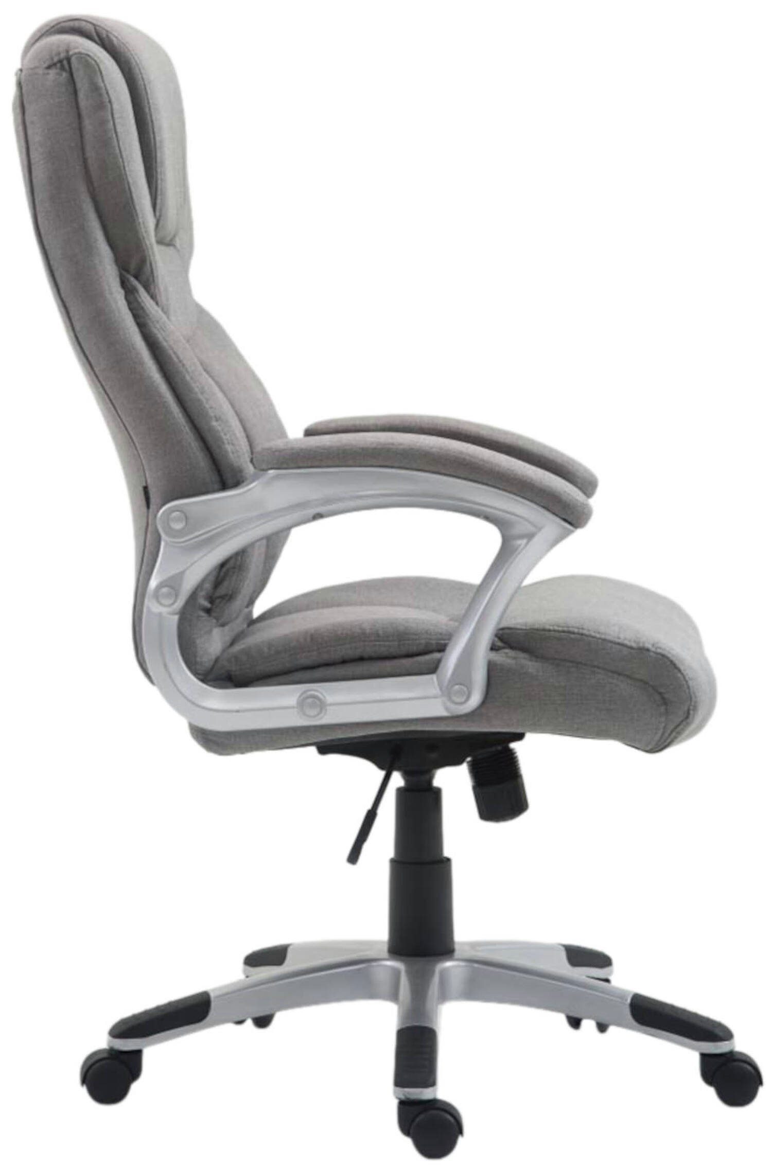 TPFLiving Bürostuhl Texum 2 - Drehstuhl, silber drehbar Sitz: grau Chefsessel, XXL), (Schreibtischstuhl, und bequemer mit Stoff Gestell: - 360° höhenverstellbar Kunststoff Rückenlehne Bürostuhl