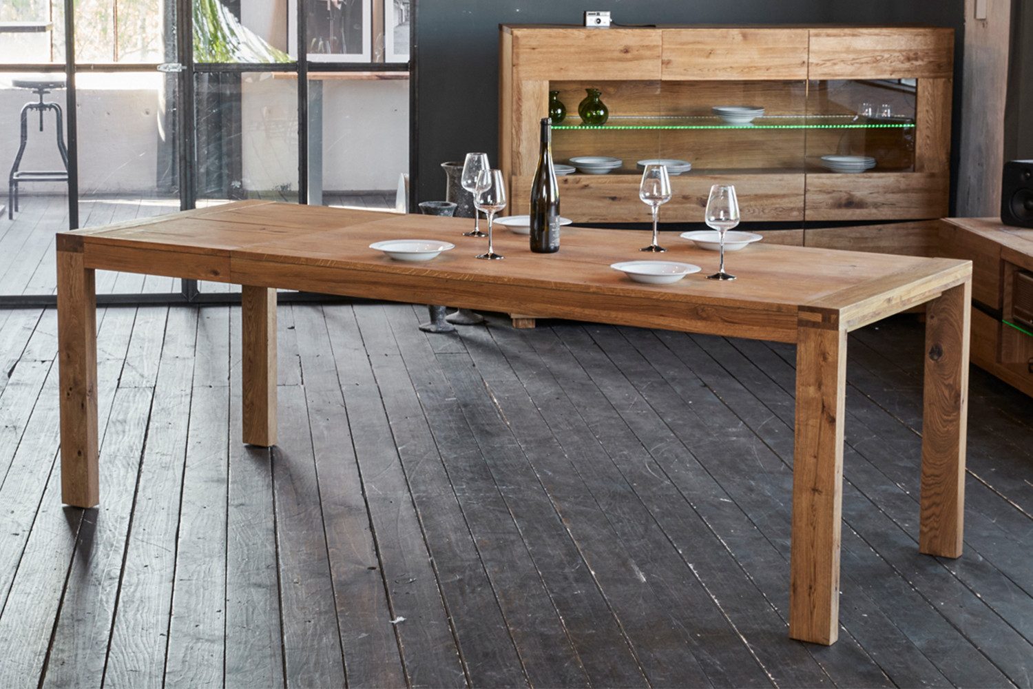 KAWOLA Esstisch LIAN Massivholz - Erweiterbar - Modernes Design - Eiche, Ei günstig online kaufen