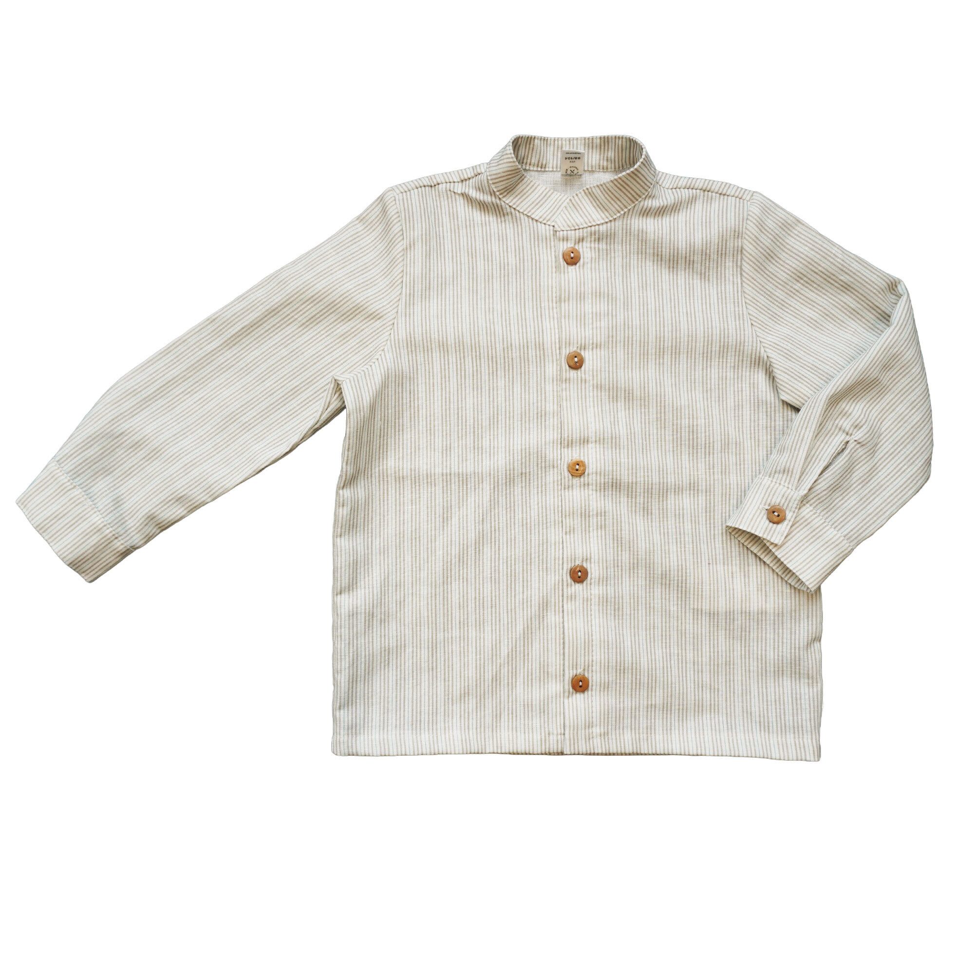 MAXIMO T-Shirt GOTS MINI BOY-Hemd,Leinenoptik langer Arm (1-tlg)
