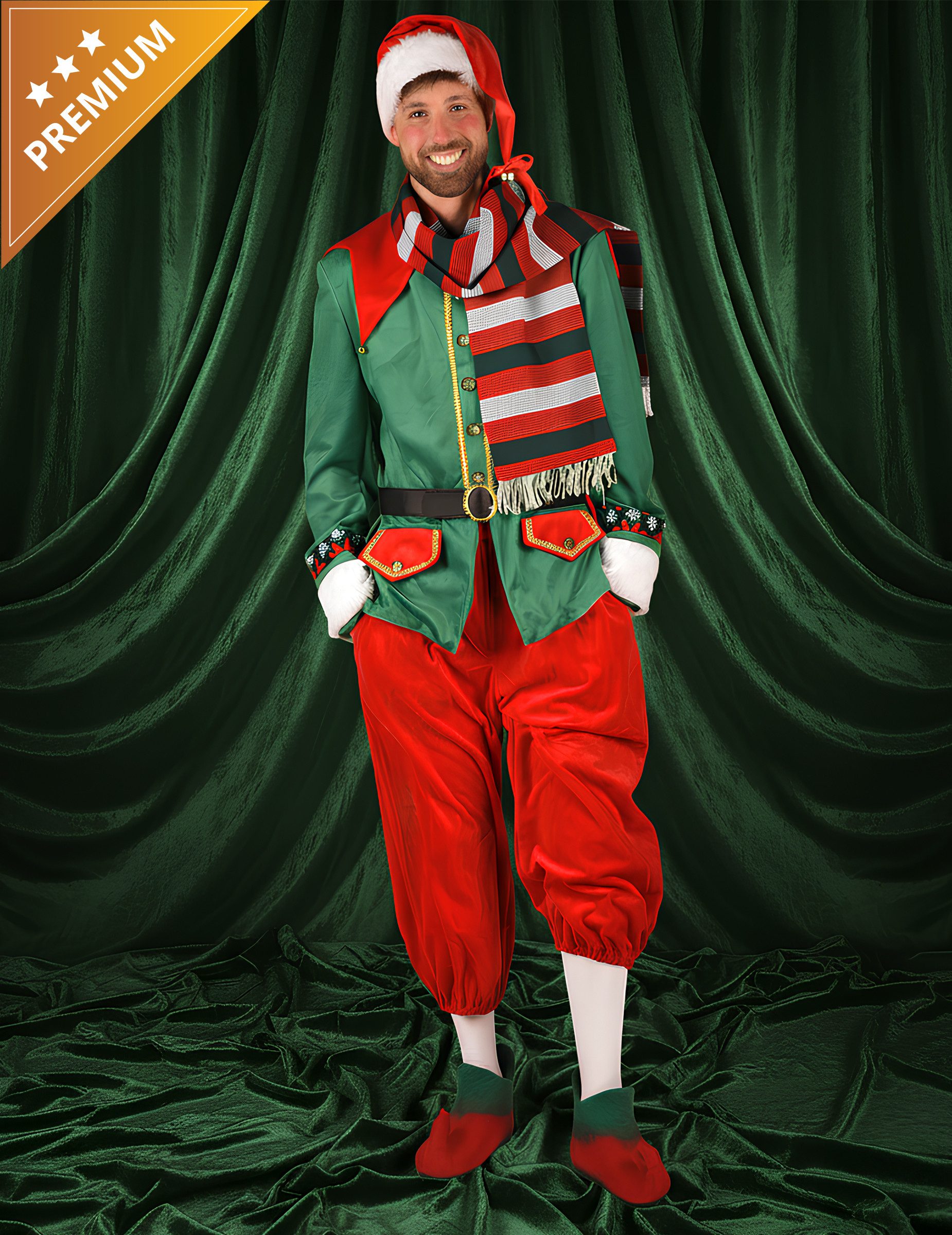 Kostüm Weihnachtself Kostüm für Herren Deluxe