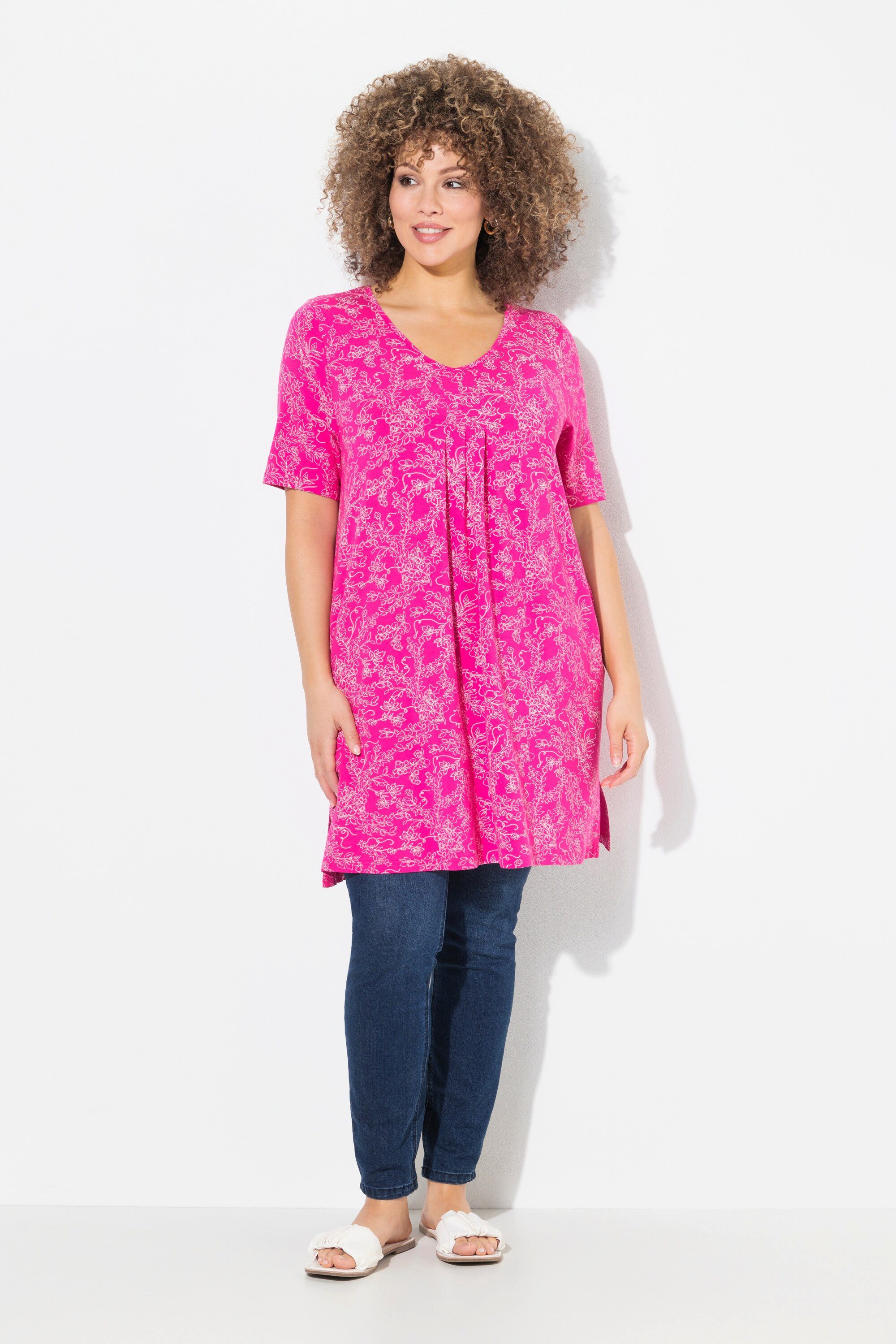 Ulla Popken T-Shirt Longshirt floraler Druck günstig online kaufen
