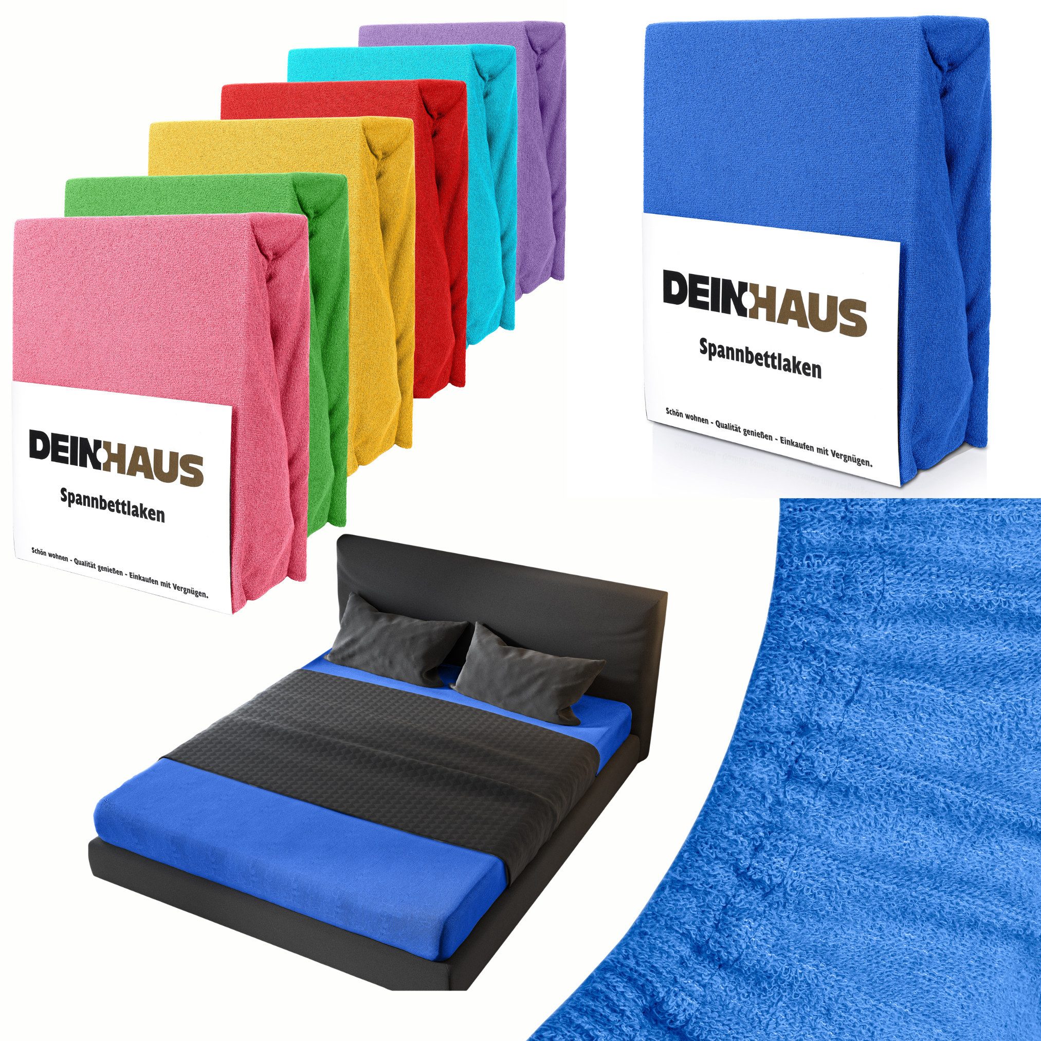 DH DEIN . HAUS Spannbettlaken Frottee SOFT, Baumwolle, Gummizug: rundum, (1 Stück), weich saugfähig atmungsaktiv Rundumgummi formstabil bis 20 cm