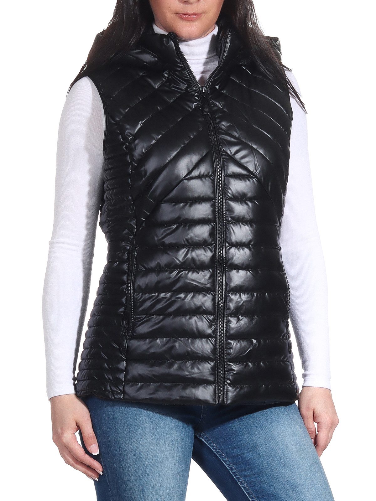 Aurela Damenmode Steppweste Damen Steppweste modische Outdoorweste in Metallic Farben auch in großen Größen erhältlich