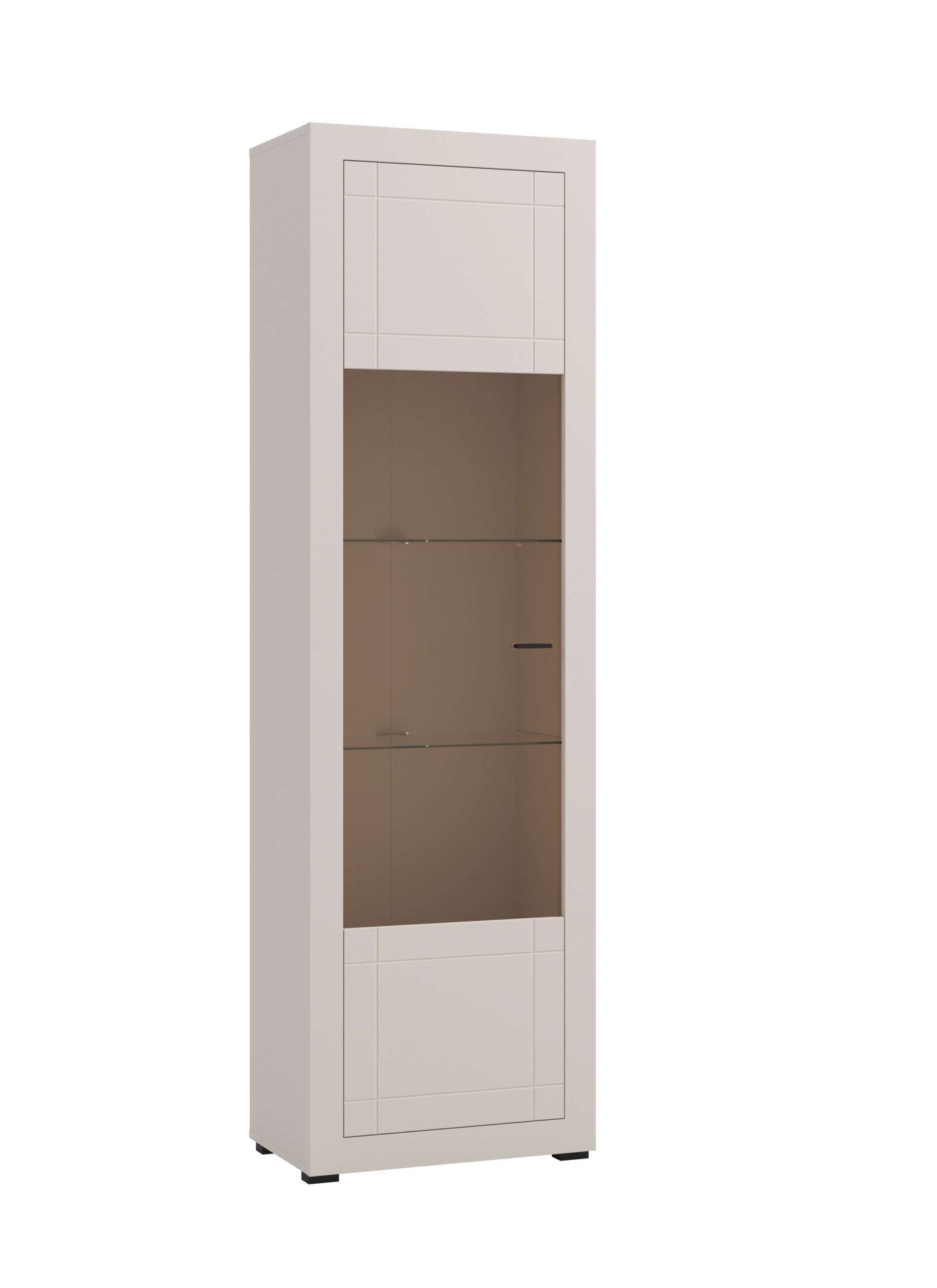 Home affaire Vitrine Essex Vitrinenschrank, Glasschrank, Standvitrine, Highboard/Sideboard Präzise Heißfolienprägung, Metallgriff, Eleganter Glasboden