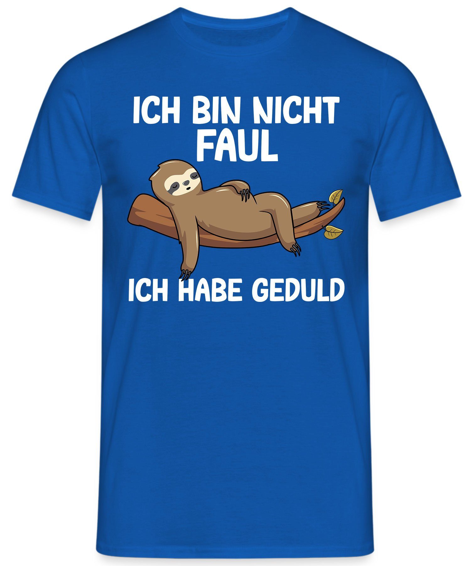 Faultier Gedult Formatee Kurzarmshirt Herren - Blau Statement Spruch Lustiger (1-tlg) Quattro T-Shirt