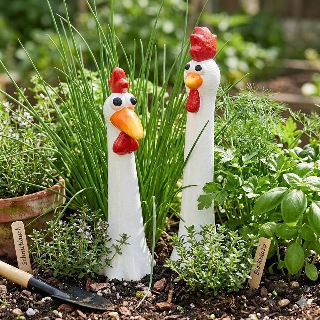 Denk Gartenstecker 2er Set lustige Gartenstecker verrückte Hühner (2-St., 2 tlg) 2er Set, Hühner, modern, Gartenstecker, Garten Kabeladapter