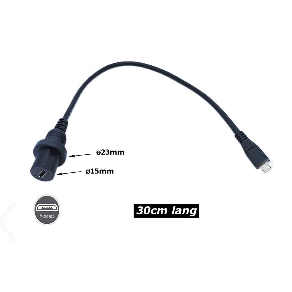 I60 Adapter 5pin zu PC micro 30cm (30 cm) Kabel Motorrad Auto Bolwins Verlängerungskabel, für F Boat USB M