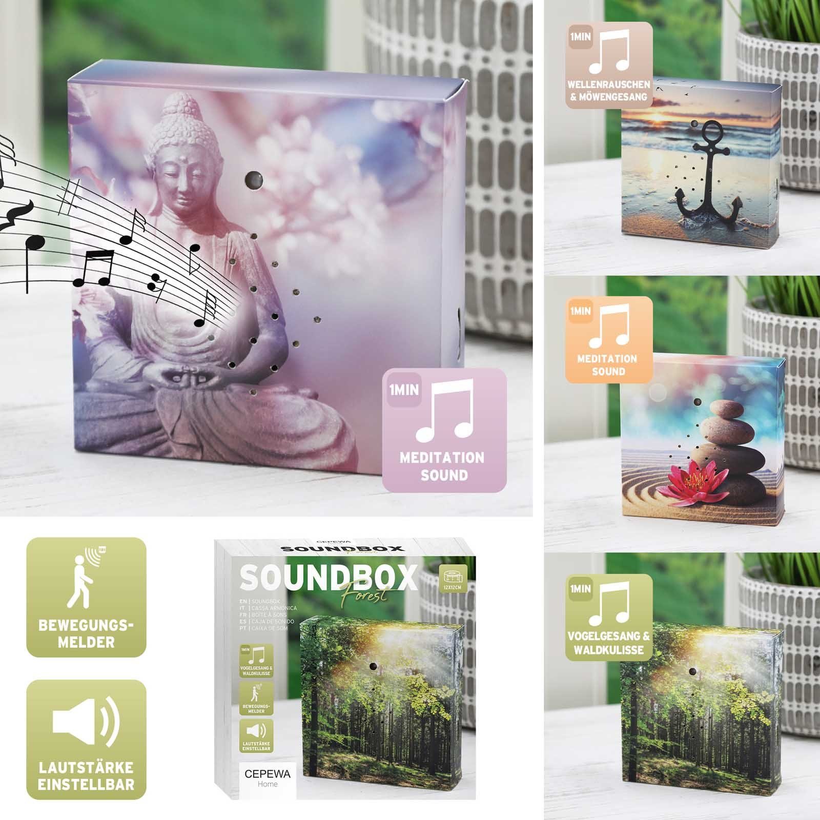 HAC24 Dekoobjekt 4x Soundbox Naturgeräusche Vogelgesang Wellenrauschen Medi günstig online kaufen