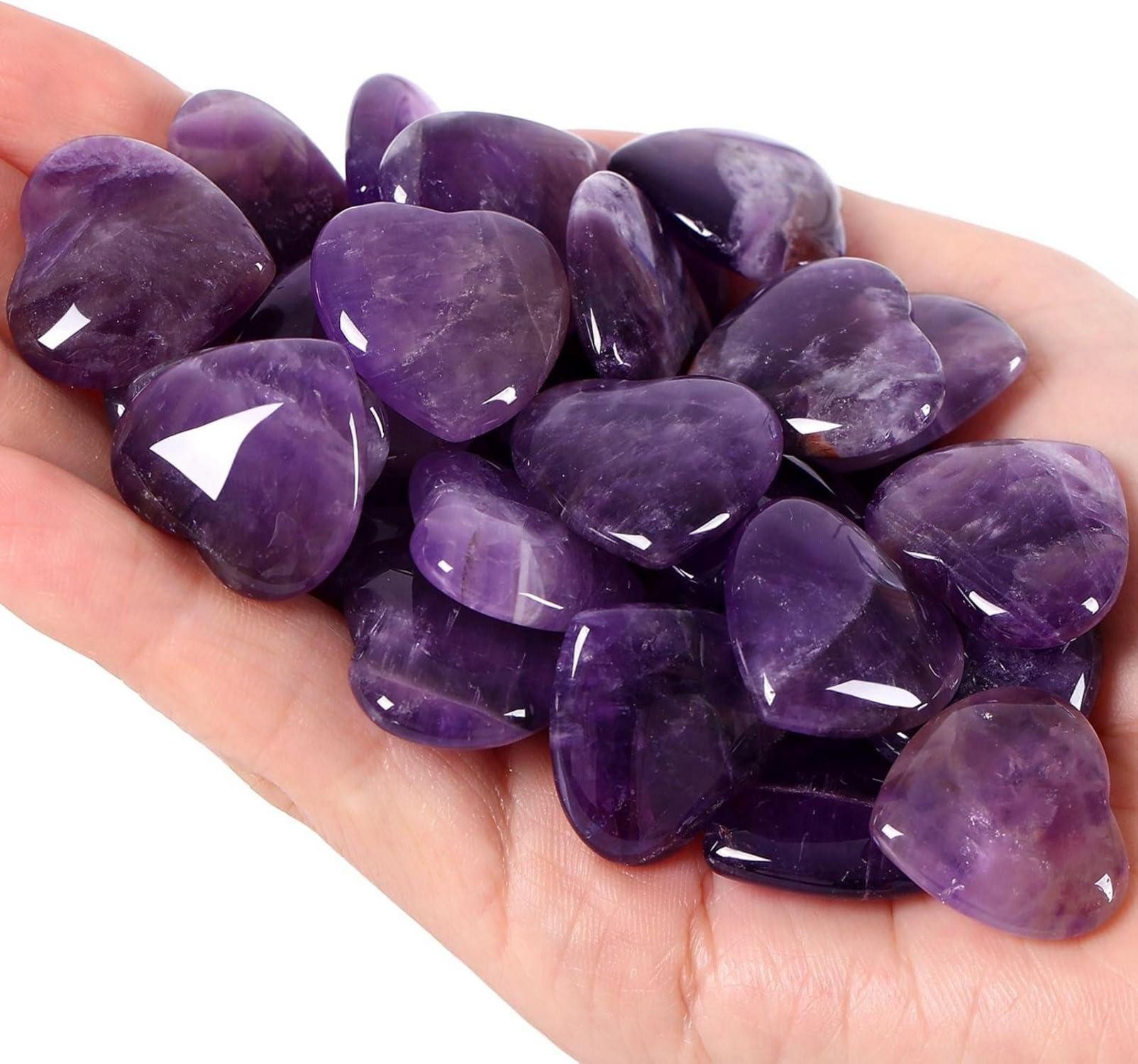 Edelstein 20 Stück Amethyst Herz Steine Heilung Kristalle Natürliche Edelsteine