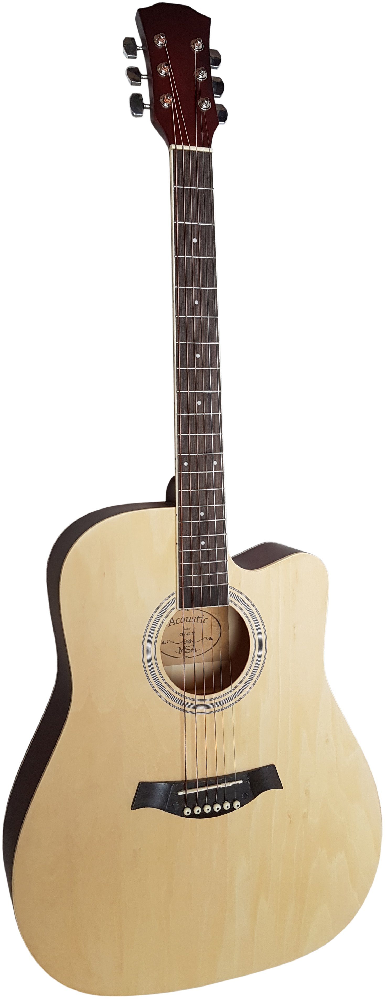 MSA Westerngitarre CW, Cutaway Western Gitarre 41 Zoll, im Set mit Stimmgerät Tasche Plektrons