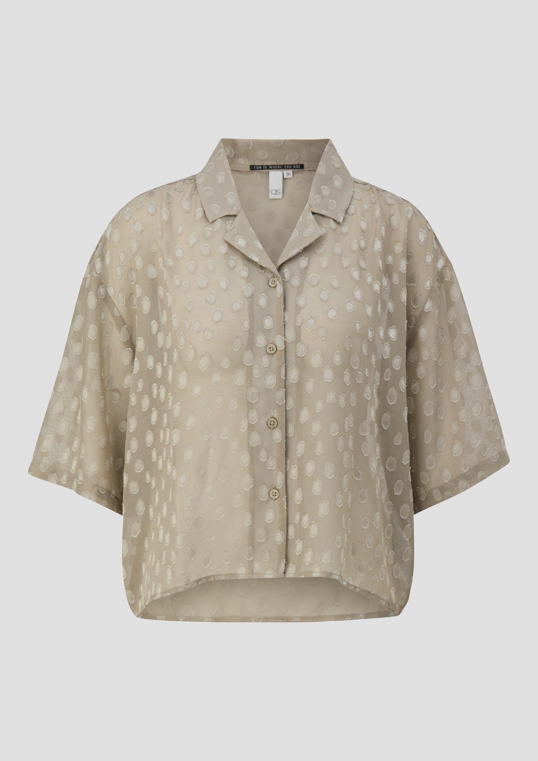 QS Kurzarmbluse Bluse Verkürzte leicht transparente Bluse