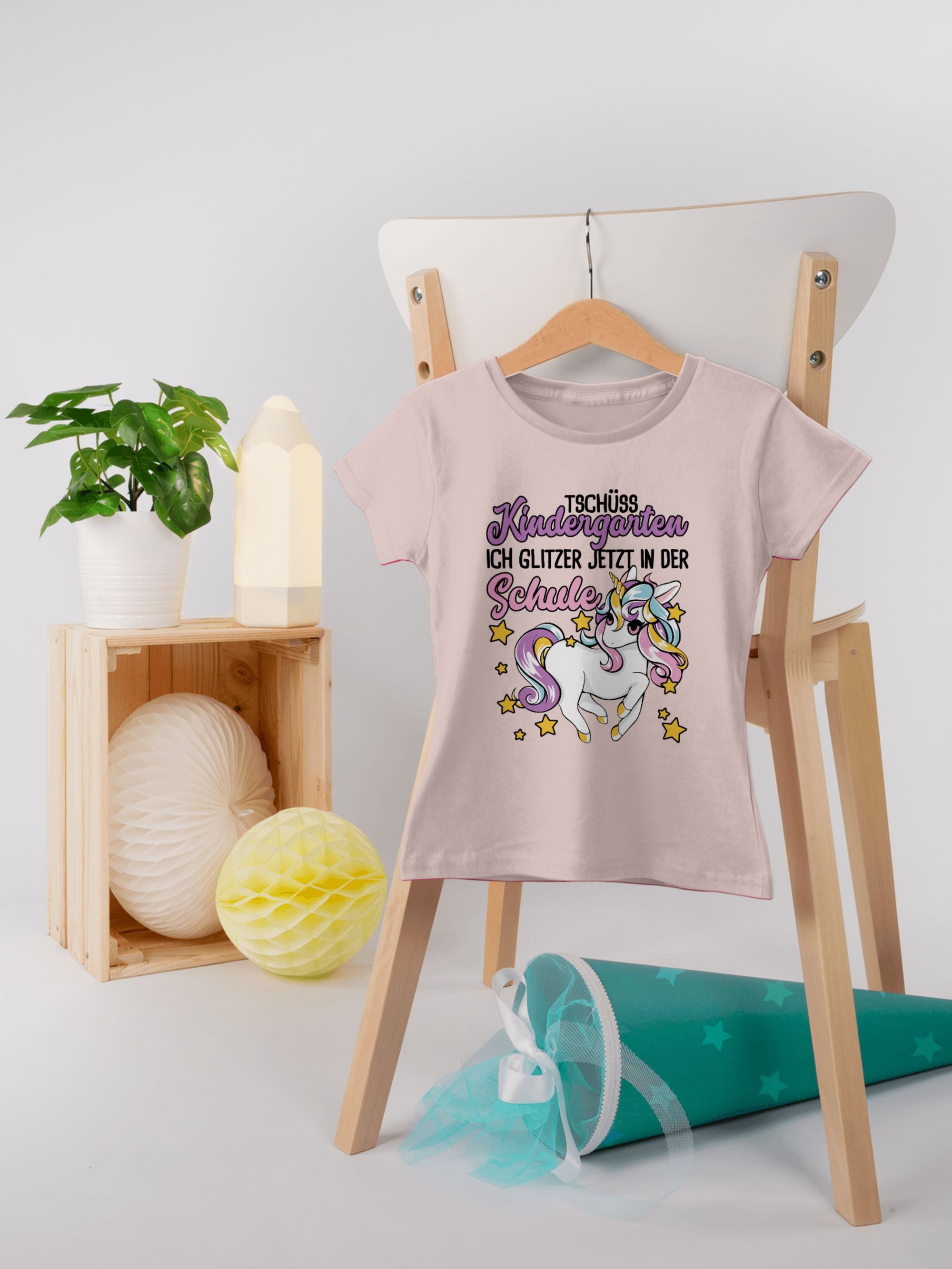 Shirtracer T-Shirt Tschüss Kindergarten Einhorn - Glitzer jetzt in der Schule Einschulung Mädchen – Bild 5 von 5