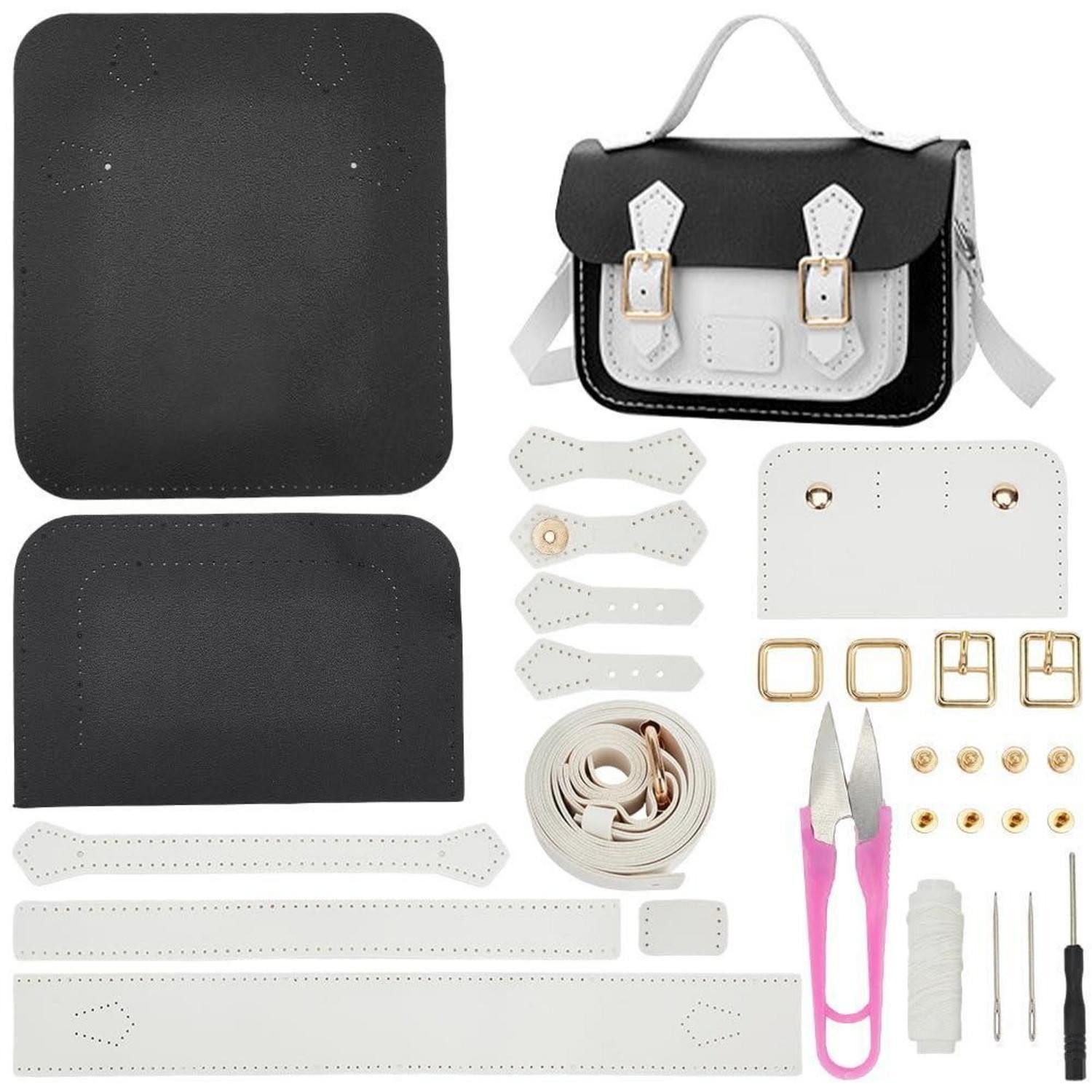LuxusKollektion Kreativset Umhängetasche DIY Nähset Schwarz+Weiß 18cm