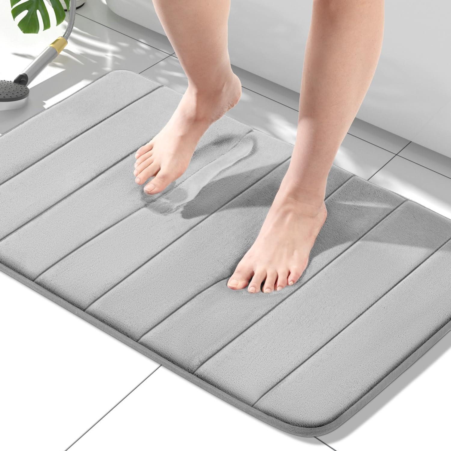 LuxusKollektion Schaum-Badematte Badematte Memory Schaum Grau 50x80cm, Höhe 12 mm, rutschhemmend beschichtet, Memory Schaum, Textil, rechteckig