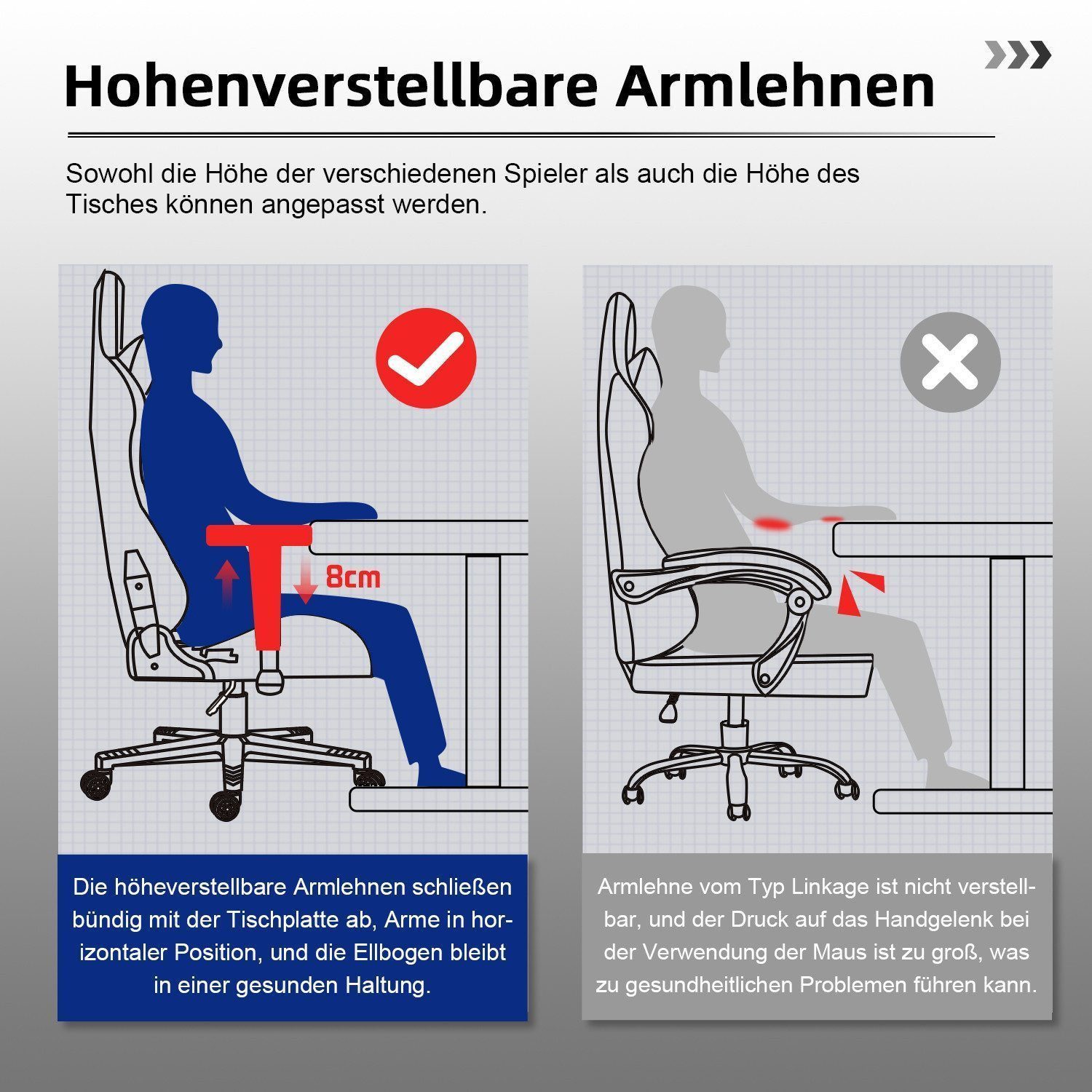 Hiazurm Gaming-Stuhl Gaming Stuhl, Bürostuhl Ergonomisch, Gaming Chair (Ergonomischer Gamer Stuhl mit Wippfunktion, bis 150 kg Belastbarkeit), Gaming Stuhl Büro – Bild 5 von 5