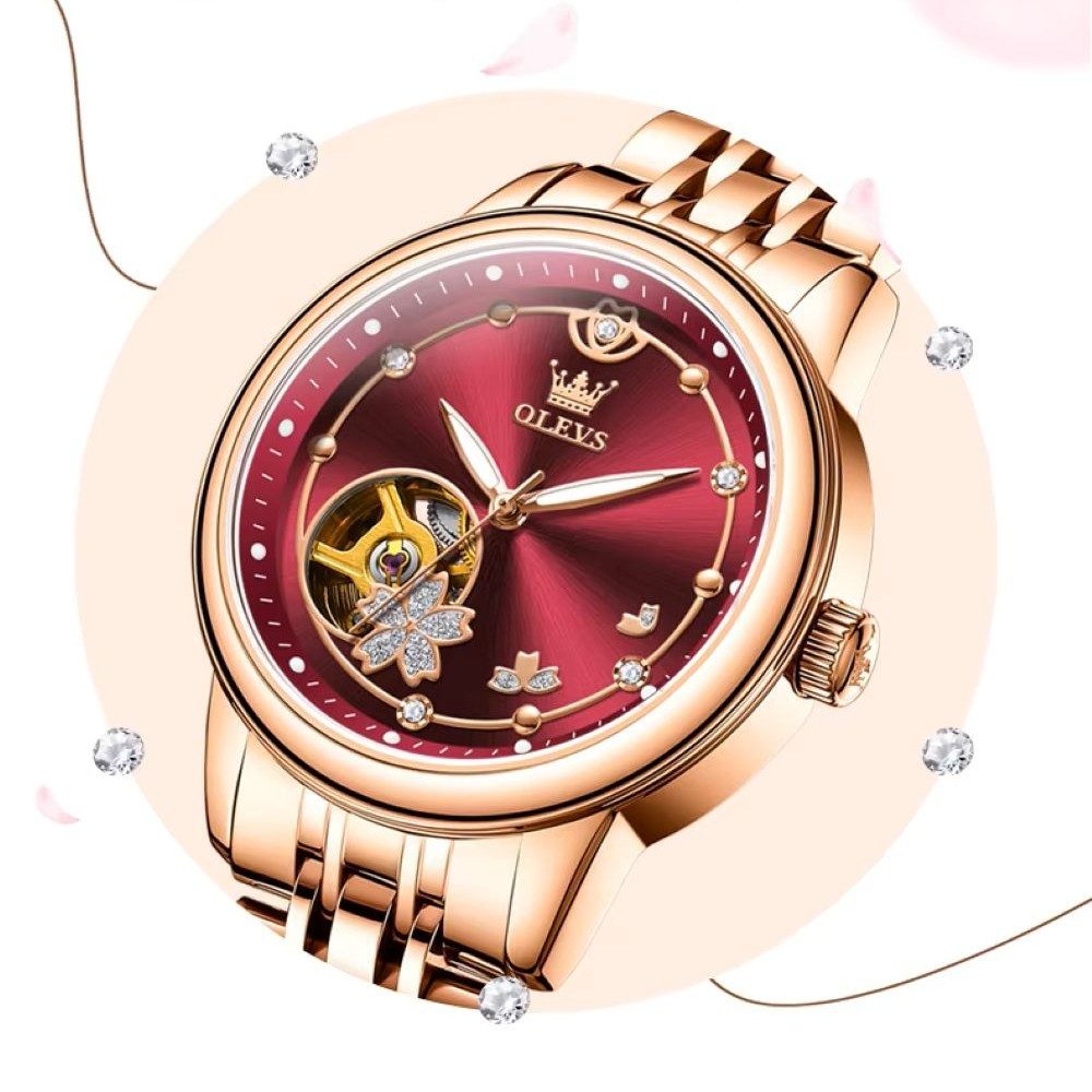 OLEVS Automatikuhr OLEVS Damen Uhr Automatik Metallarmband – Roségold