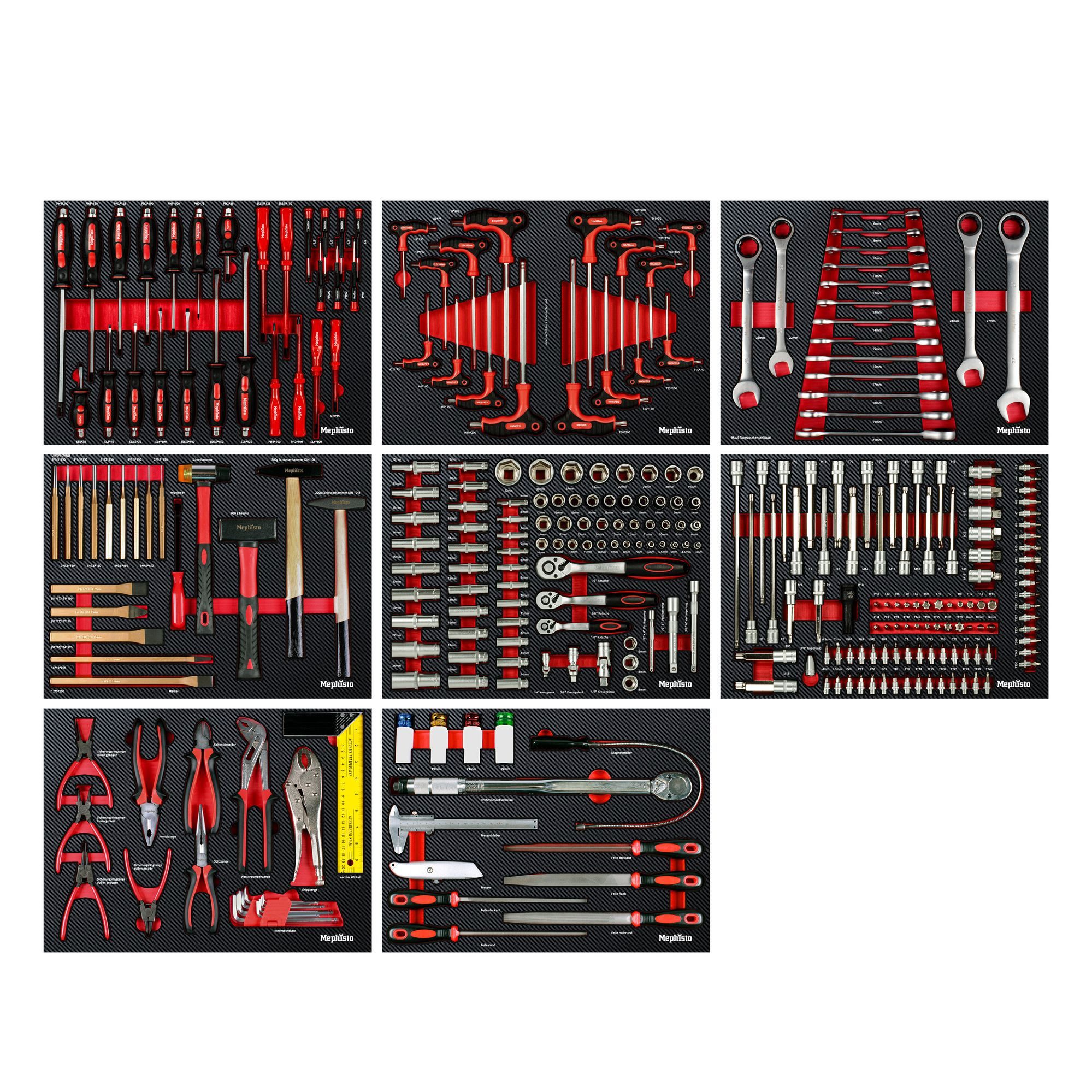 Mephisto-Tools Werkzeugset, (Set), metrisch, inkl. Soft Inlay in Carbon-Optik passend zu WZW 71012