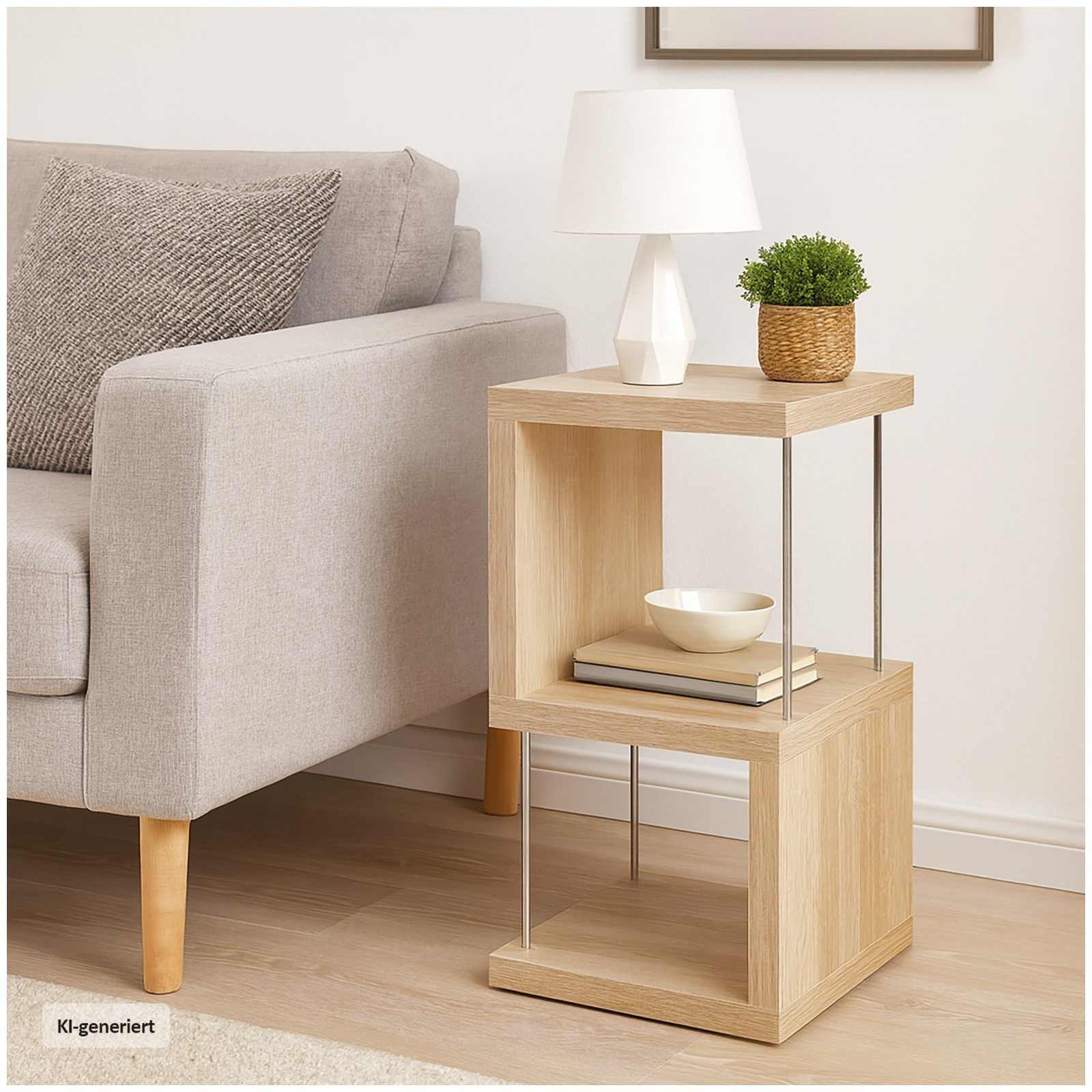 HTI-Living Regal Standregal 2 Fächer Thekla Sonoma, Sonoma 1-tlg., mit Metallstreben frei im Raum stellbar